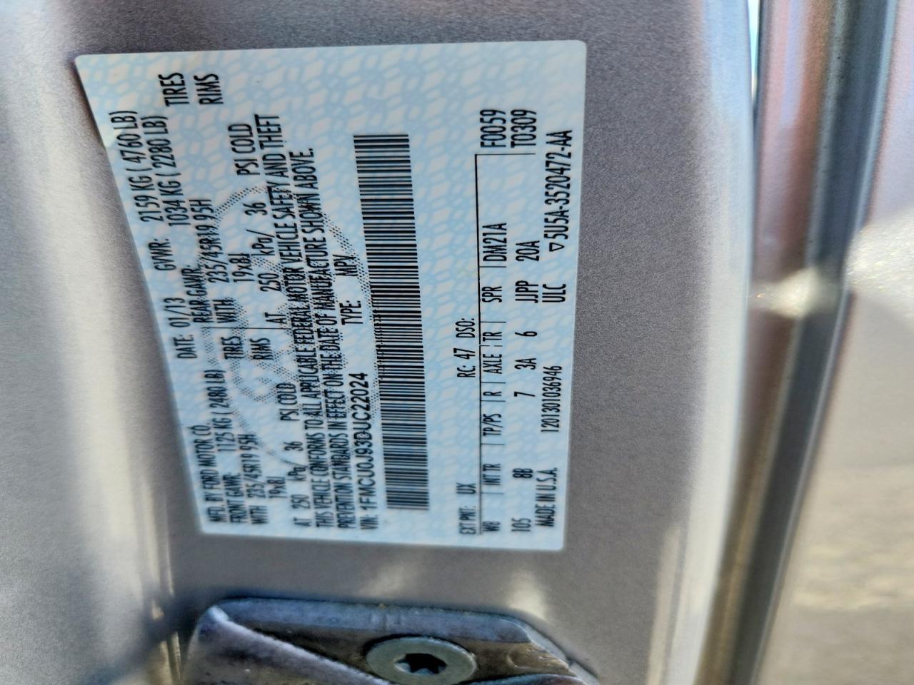 2013 Ford Escape Titanium Silver vin: 1FMCU0J93DUC22024