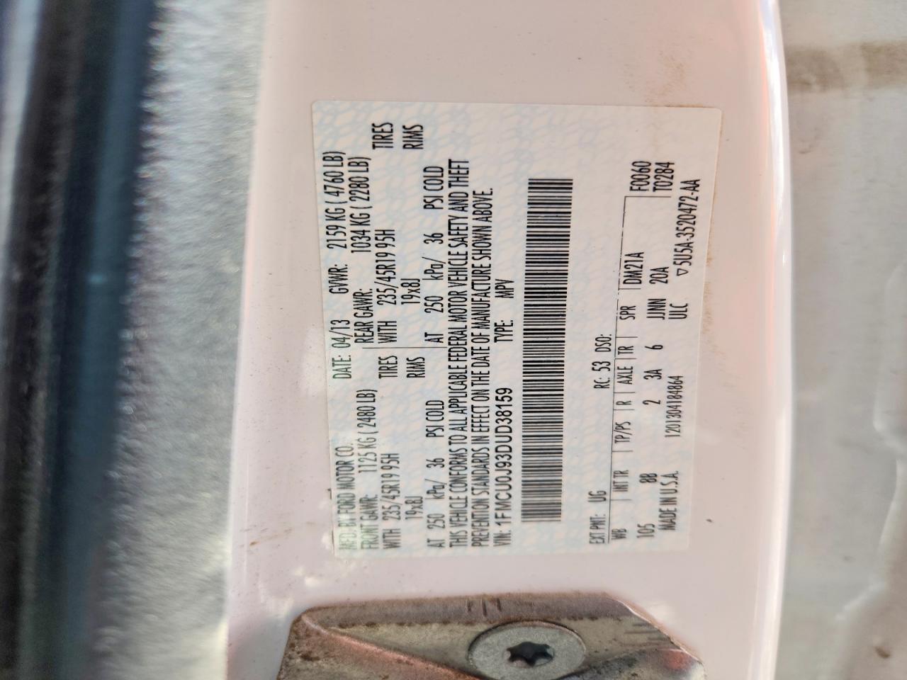 2013 Ford Escape Titanium Cream vin: 1FMCU0J93DUD38159