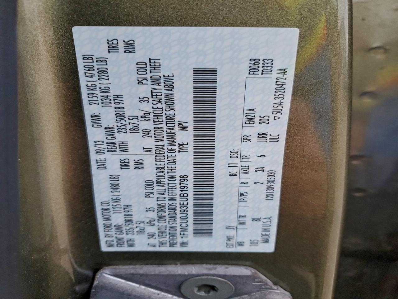 2014 Ford Escape Titanium Green vin: 1FMCU0J93EUB19798