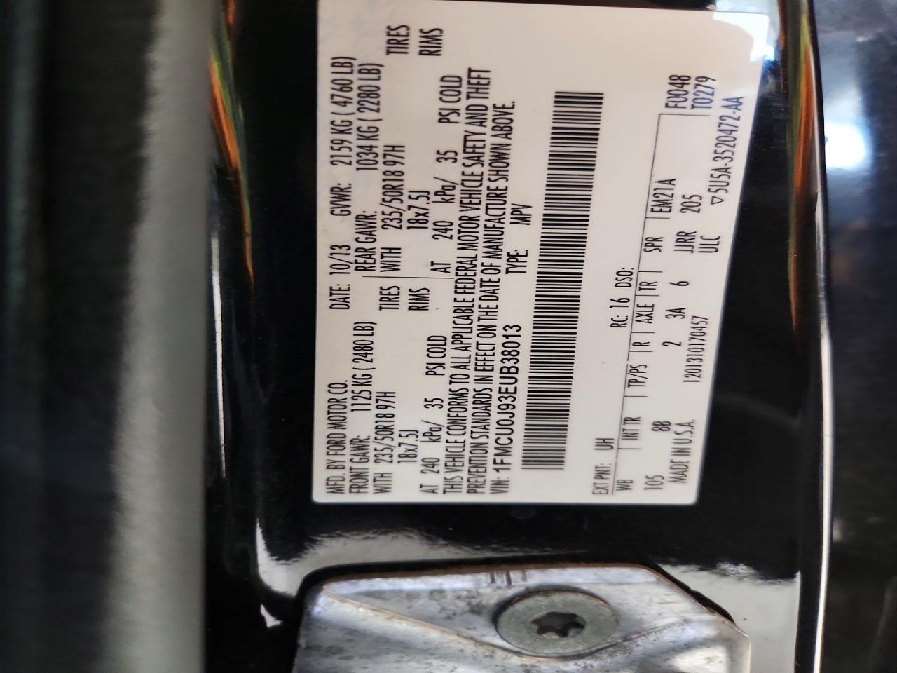 2014 Ford Escape Titanium Черный vin: 1FMCU0J93EUB38013