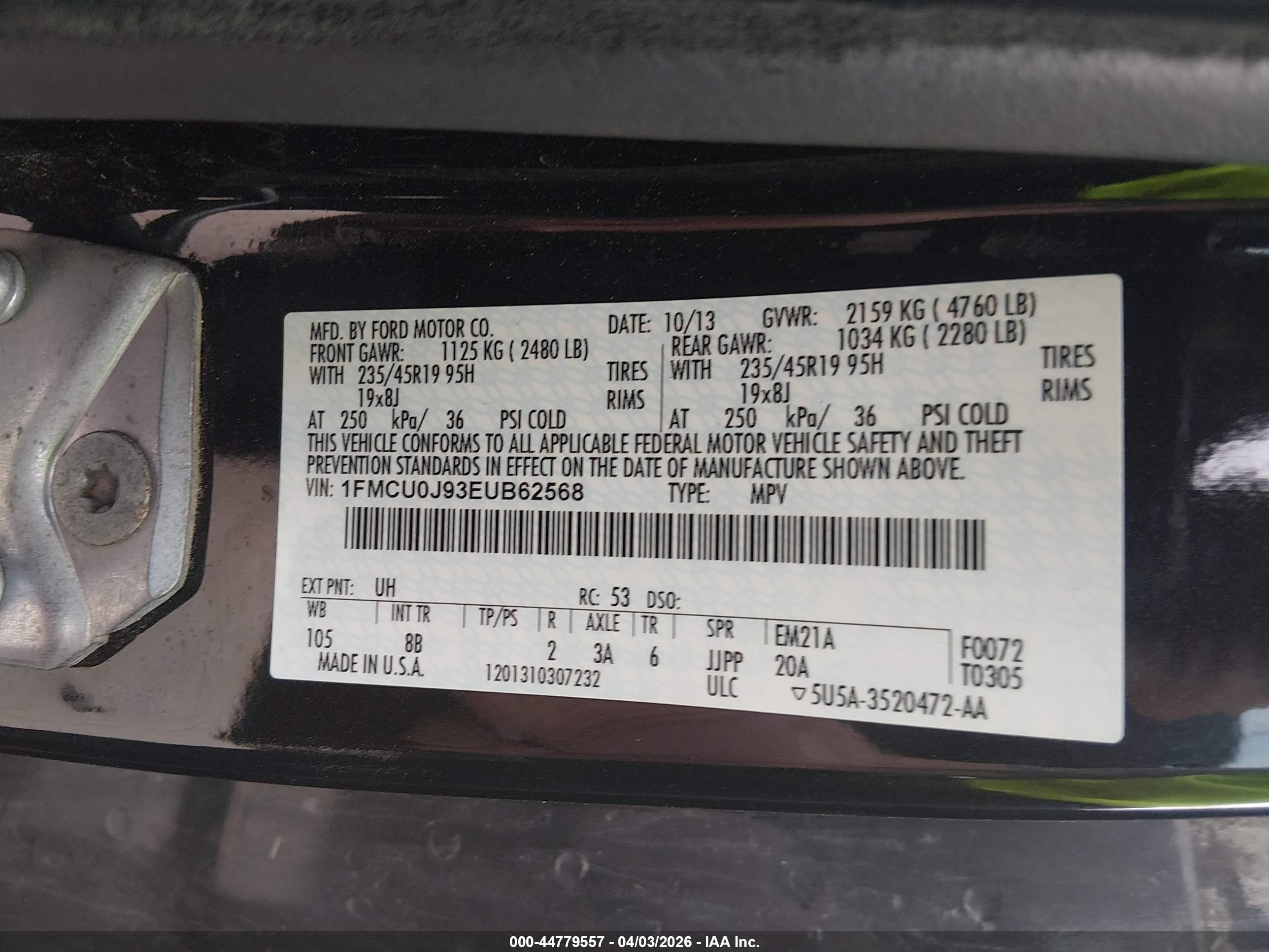 2014 Ford Escape Titanium Black vin: 1FMCU0J93EUB62568