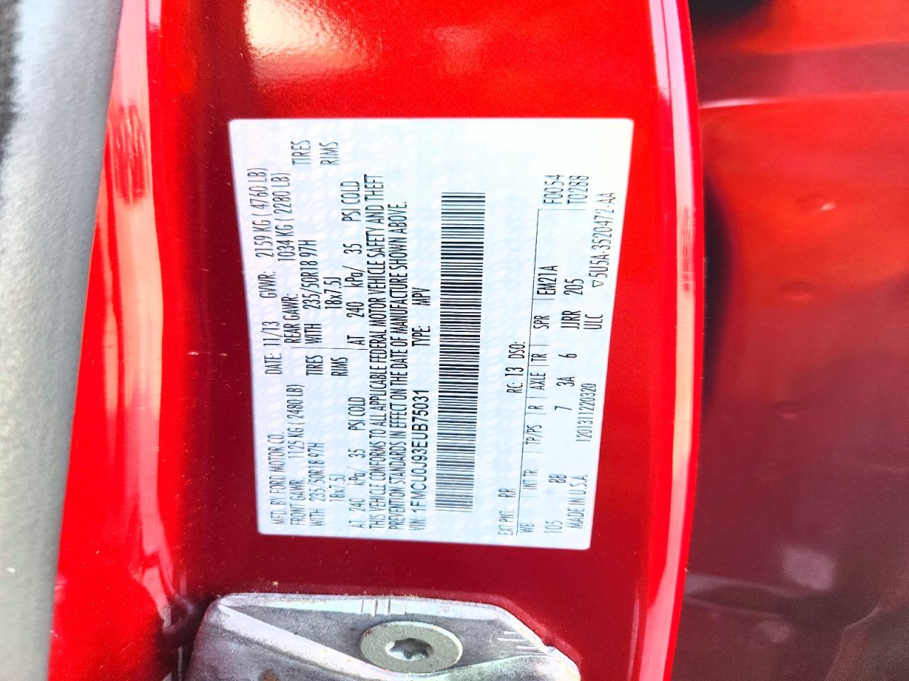 2014 Ford Escape Titanium Red vin: 1FMCU0J93EUB75031