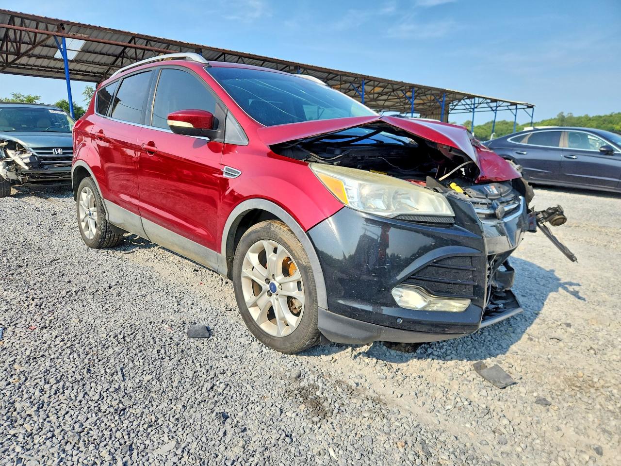 2014 Ford Escape Titanium Red vin: 1FMCU0J93EUB75031