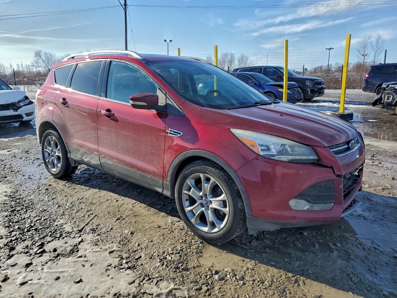2014 Ford Escape Titanium Red vin: 1FMCU0J94EUA38597