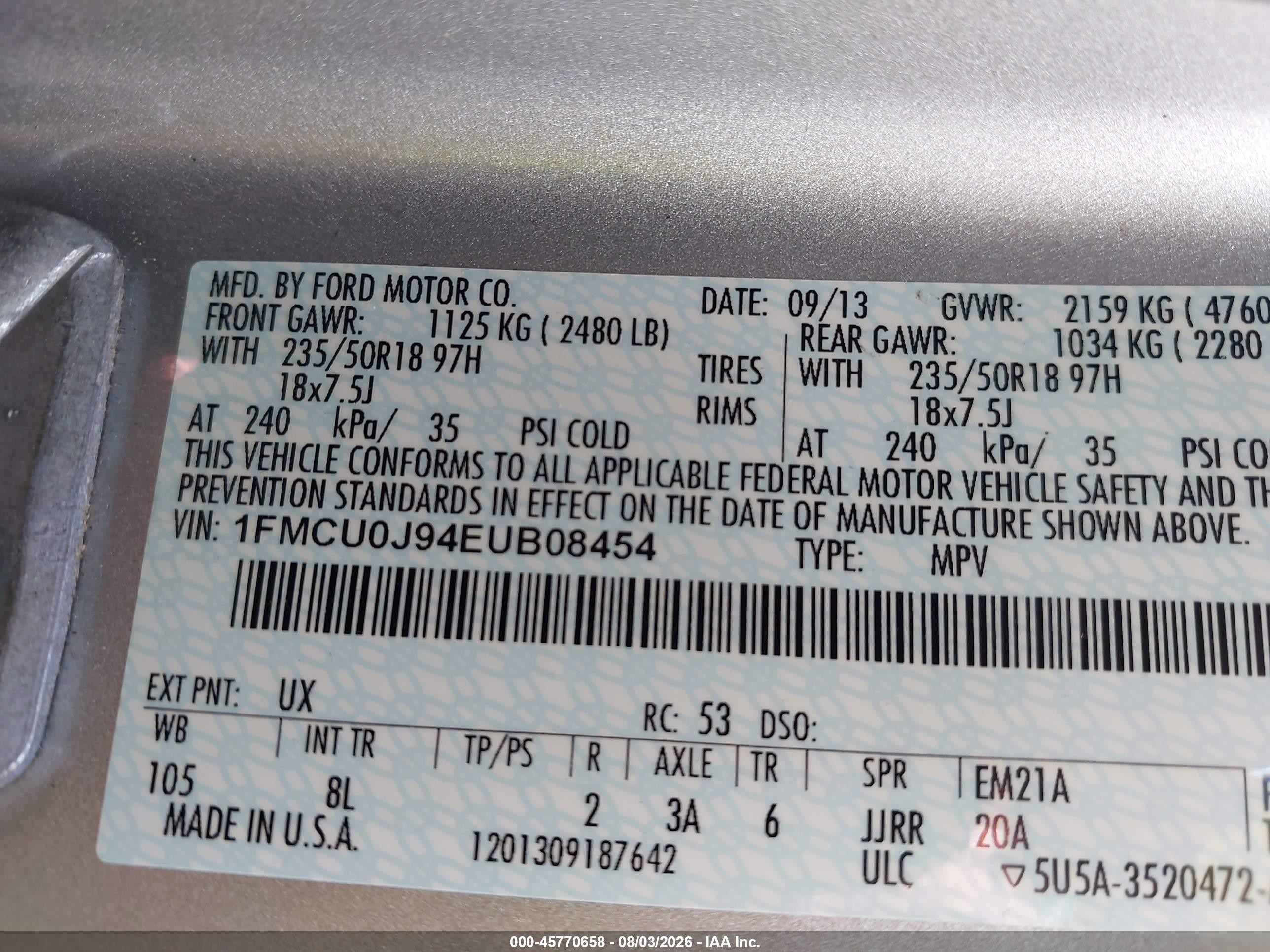 2014 Ford Escape Titanium Серебряный vin: 1FMCU0J94EUB08454