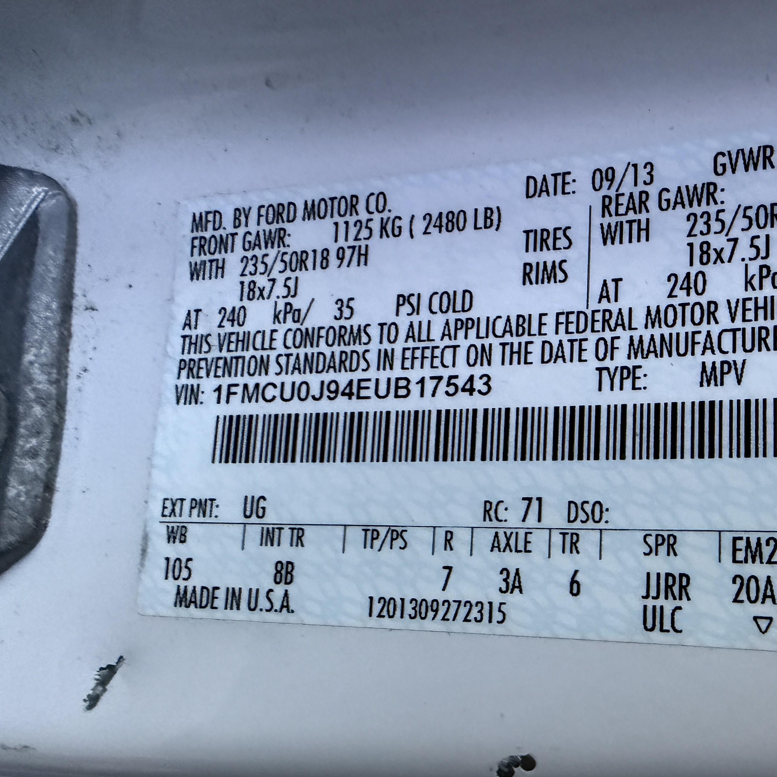 2014 Ford Escape Titanium White vin: 1FMCU0J94EUB17543