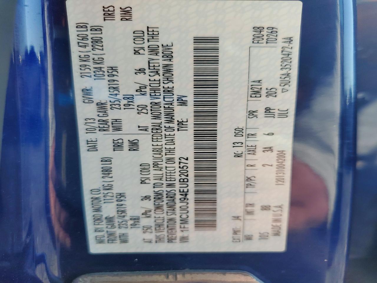 2014 Ford Escape Titanium Blue vin: 1FMCU0J94EUB20572