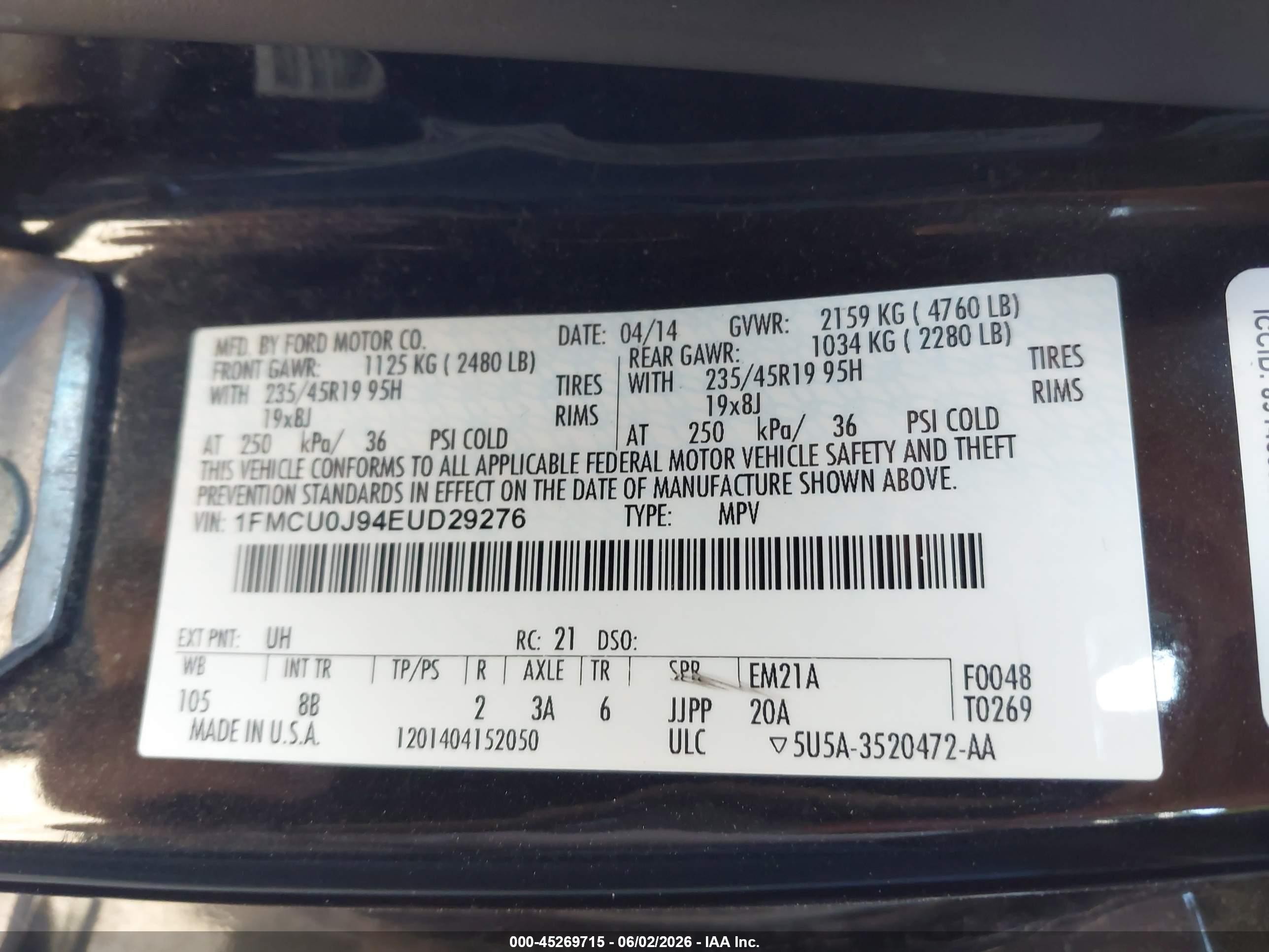 2014 Ford Escape Titanium Black vin: 1FMCU0J94EUD29276