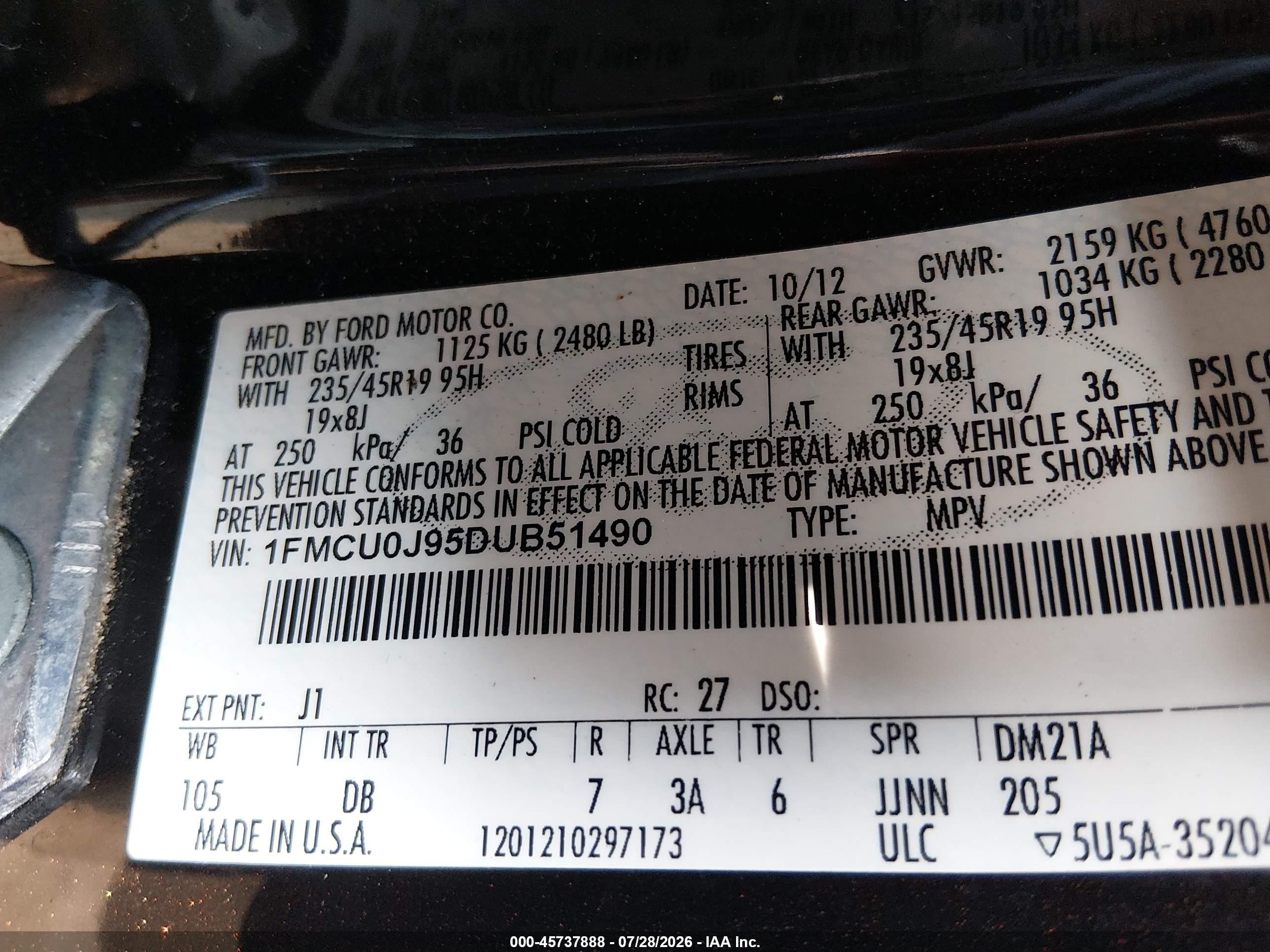 2013 Ford Escape Titanium Черный vin: 1FMCU0J95DUB51490
