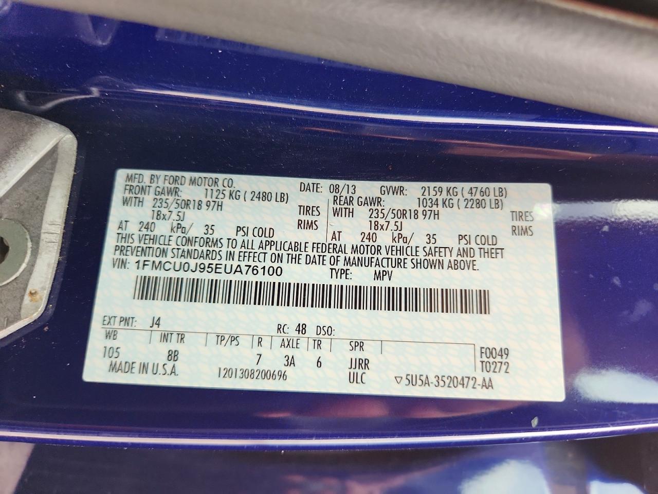 2014 Ford Escape Titanium Blue vin: 1FMCU0J95EUA76100