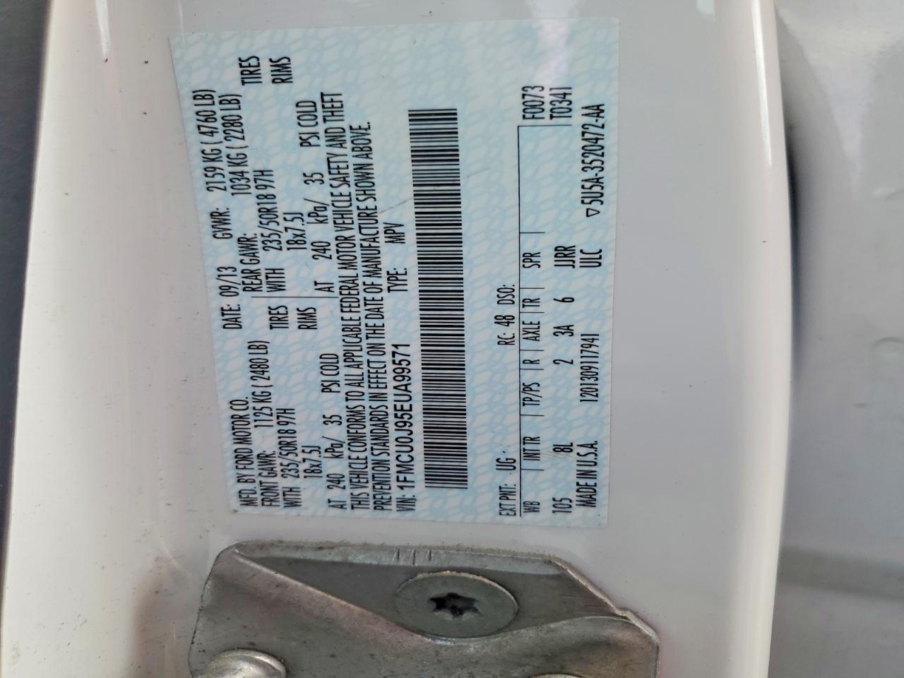 2014 Ford Escape Titanium White vin: 1FMCU0J95EUA99571