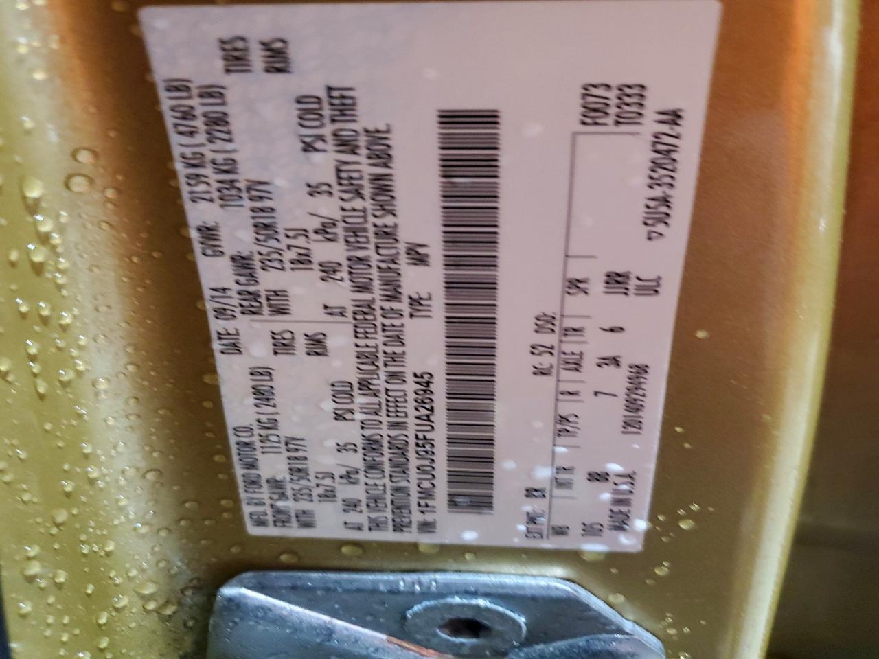2015 Ford Escape Titanium Gold vin: 1FMCU0J95FUA26945