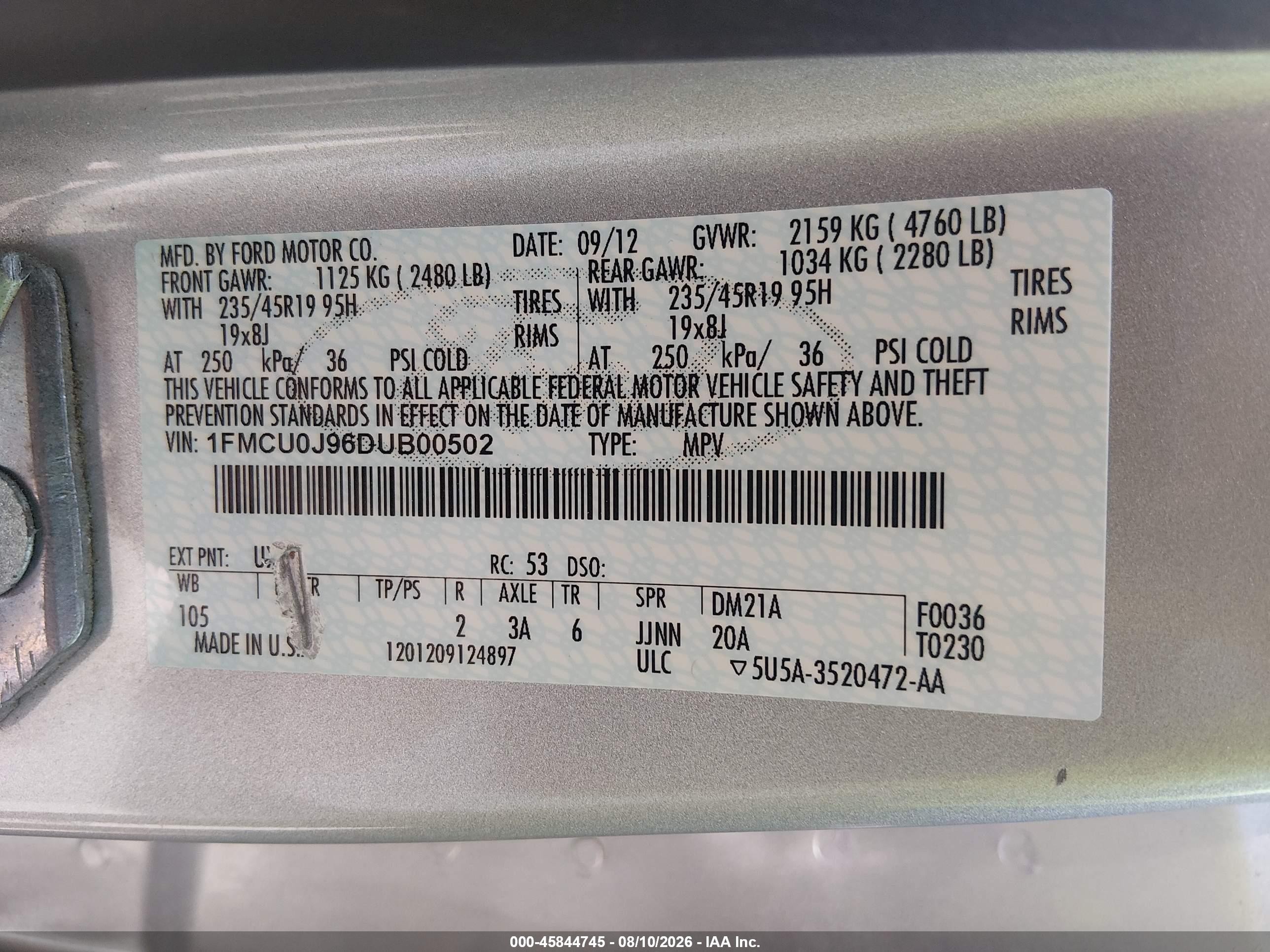 2013 Ford Escape Titanium Silver vin: 1FMCU0J96DUB00502