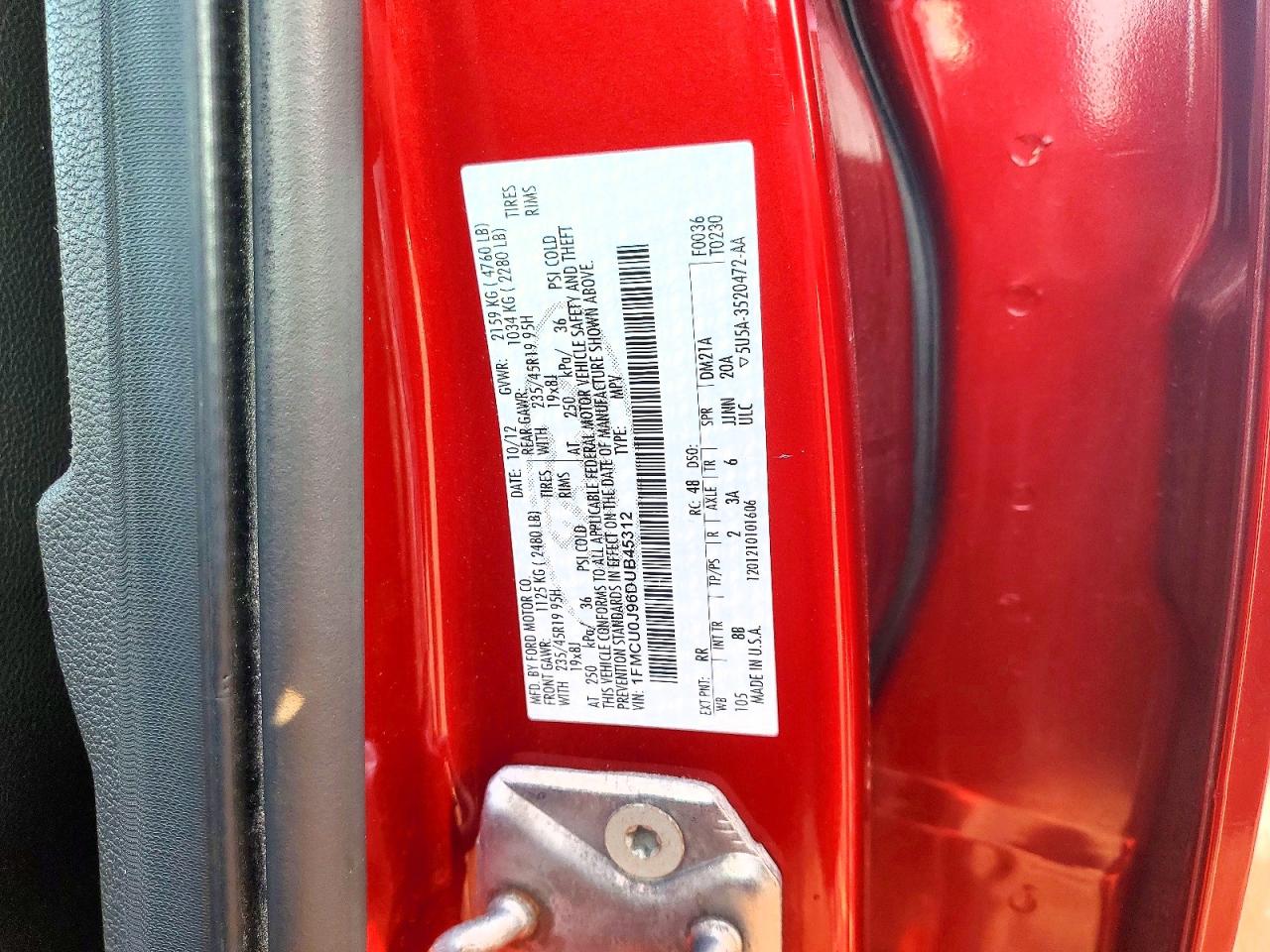 2013 Ford Escape Titanium Red vin: 1FMCU0J96DUB45312