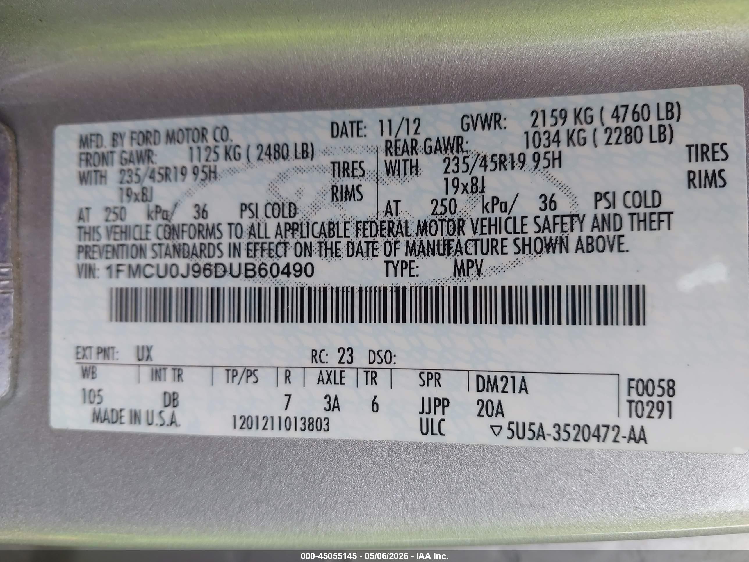 2013 Ford Escape Titanium Silver vin: 1FMCU0J96DUB60490