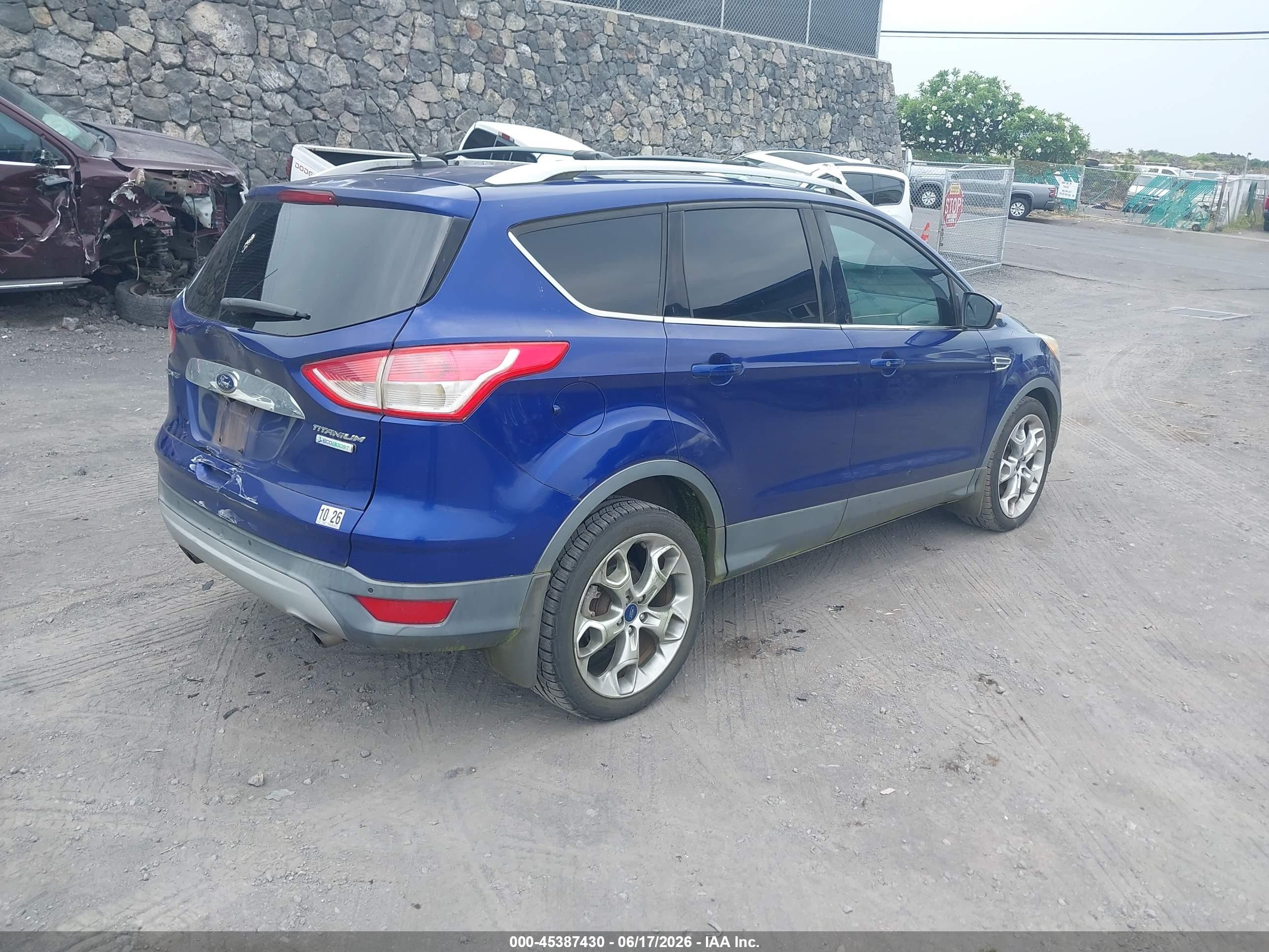 2014 Ford Escape Titanium Синий vin: 1FMCU0J96EUD09515