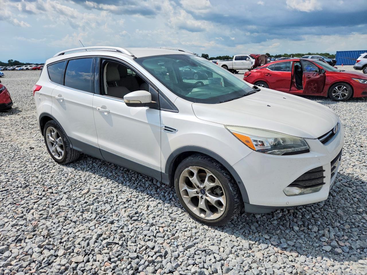 2014 Ford Escape Titanium White vin: 1FMCU0J96EUE22073