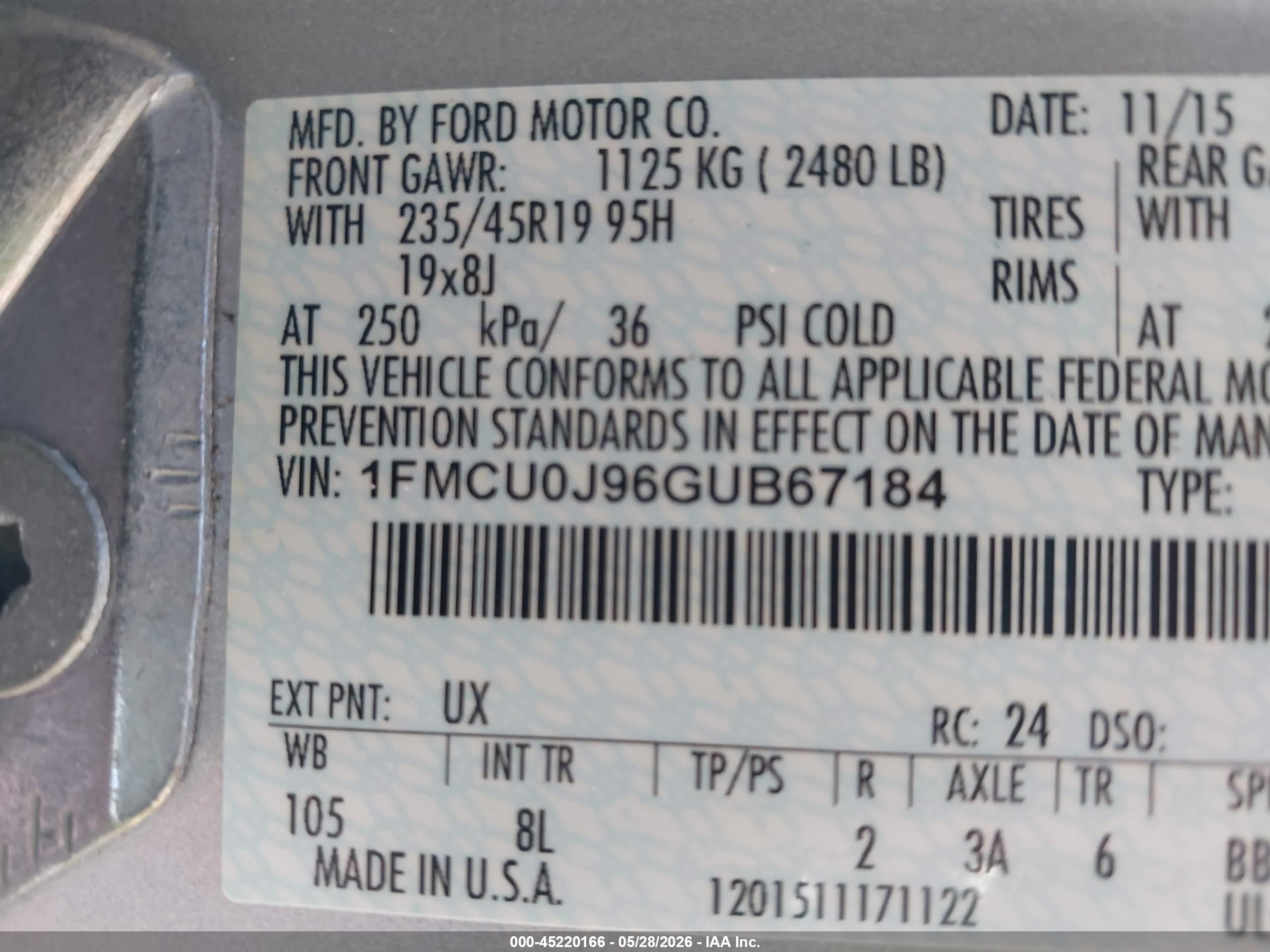 2016 Ford Escape Titanium Silver vin: 1FMCU0J96GUB67184