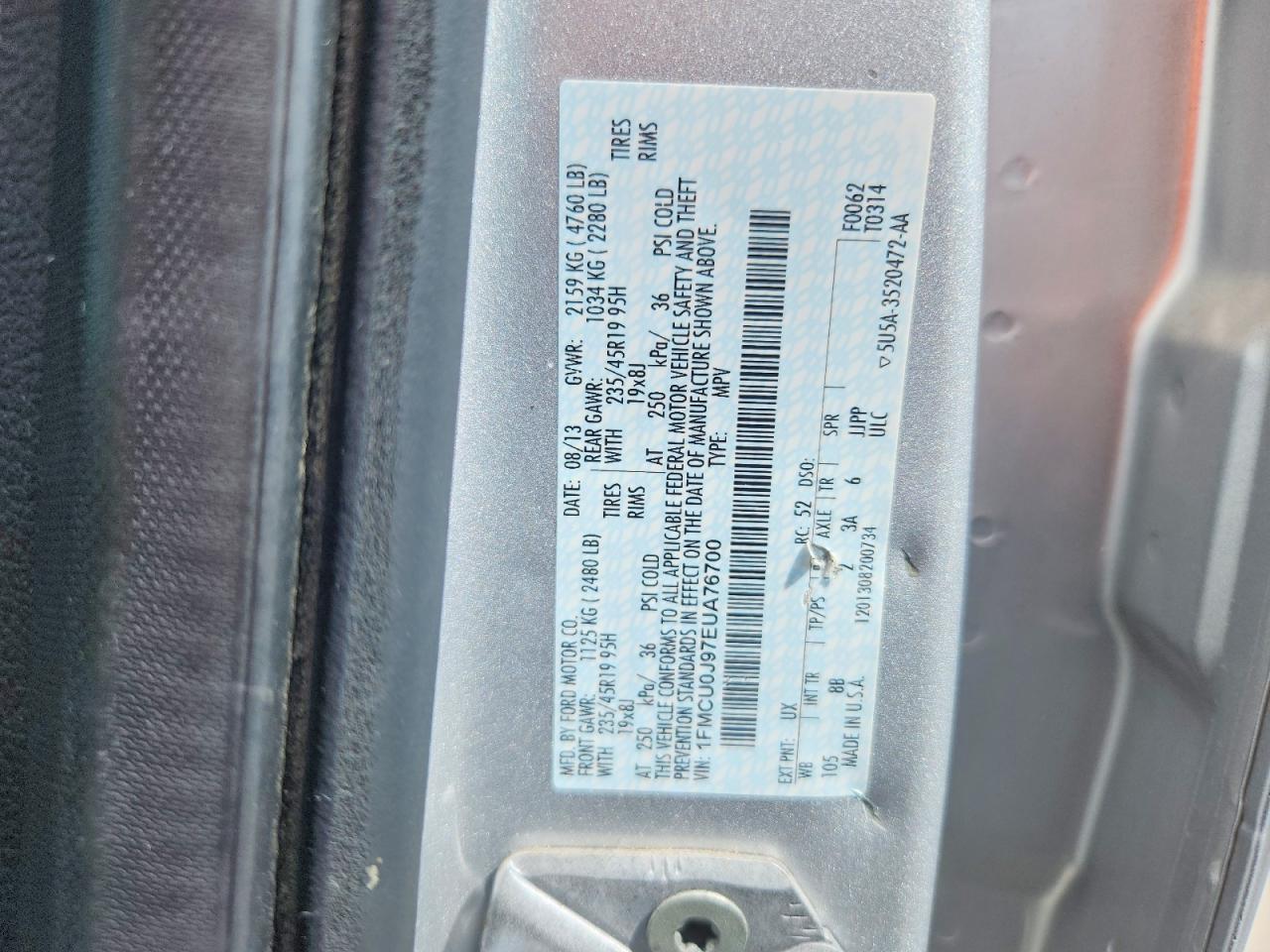 2014 Ford Escape Titanium White vin: 1FMCU0J97EUA76700