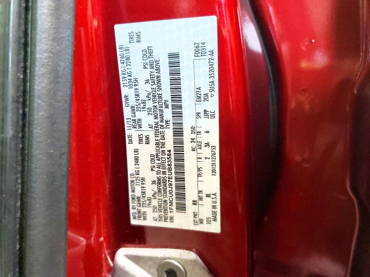 2014 Ford Escape Titanium Maroon vin: 1FMCU0J97EUB83584
