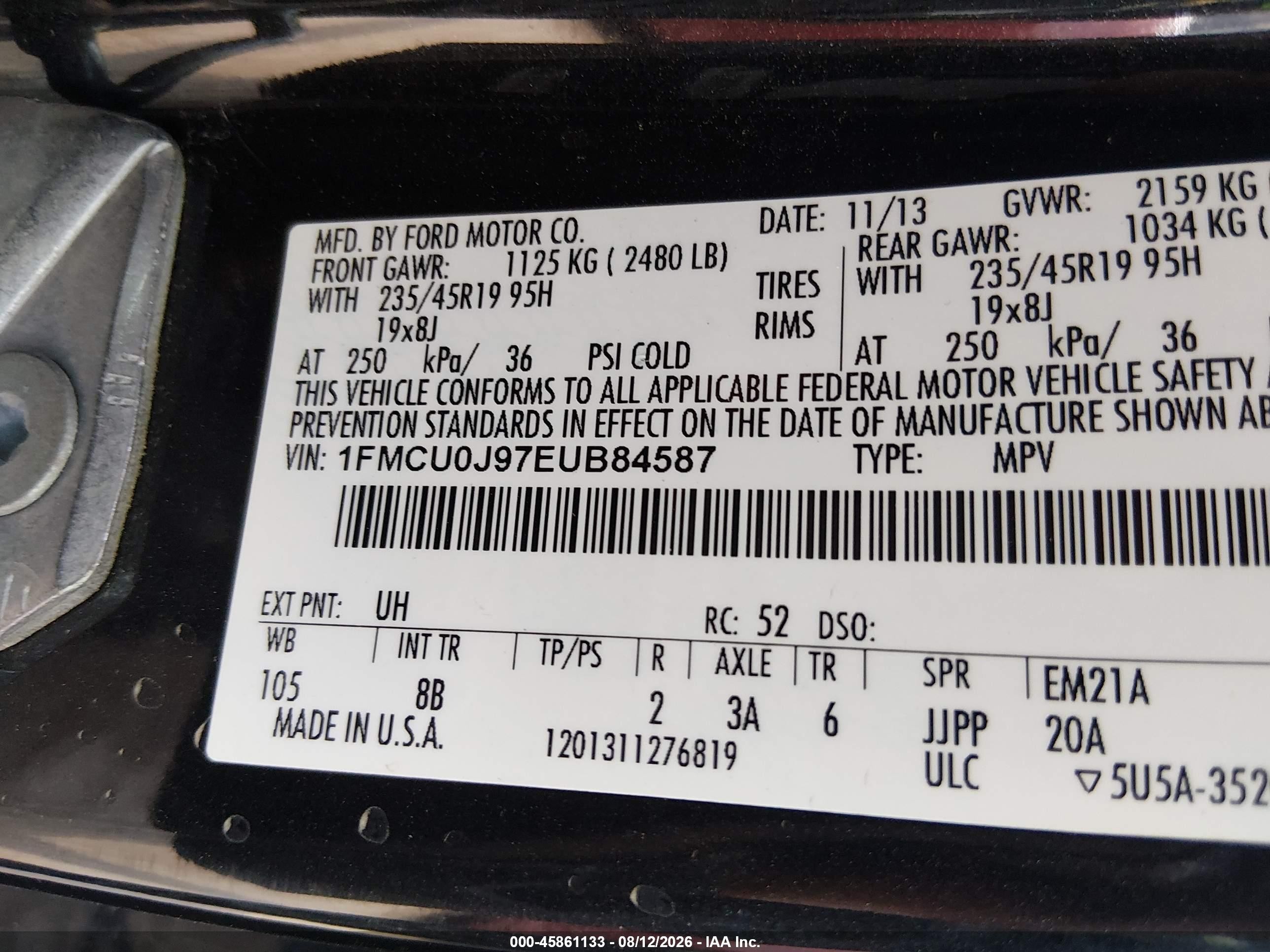 2014 Ford Escape Titanium Черный vin: 1FMCU0J97EUB84587