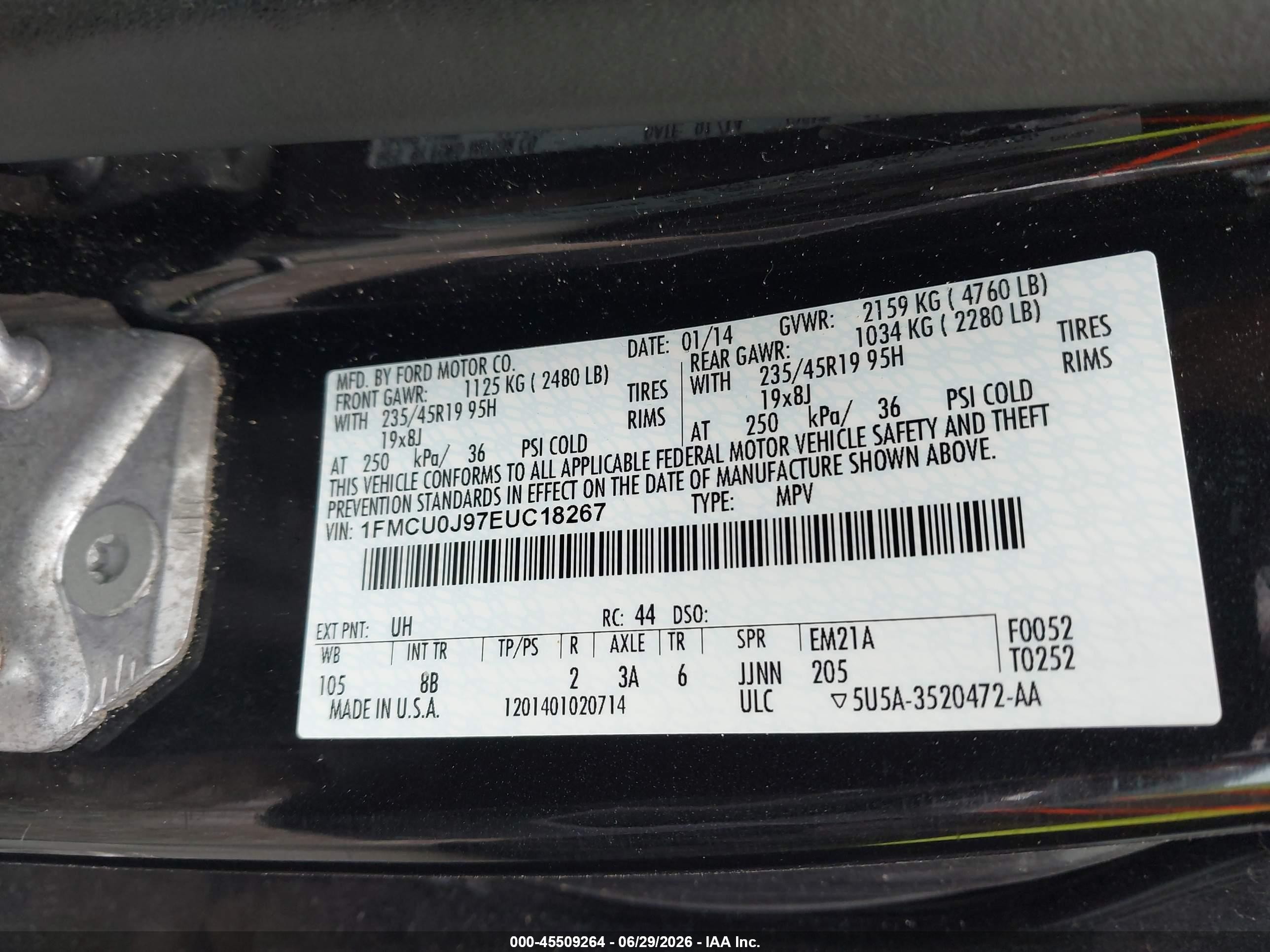 2014 Ford Escape Titanium Black vin: 1FMCU0J97EUC18267