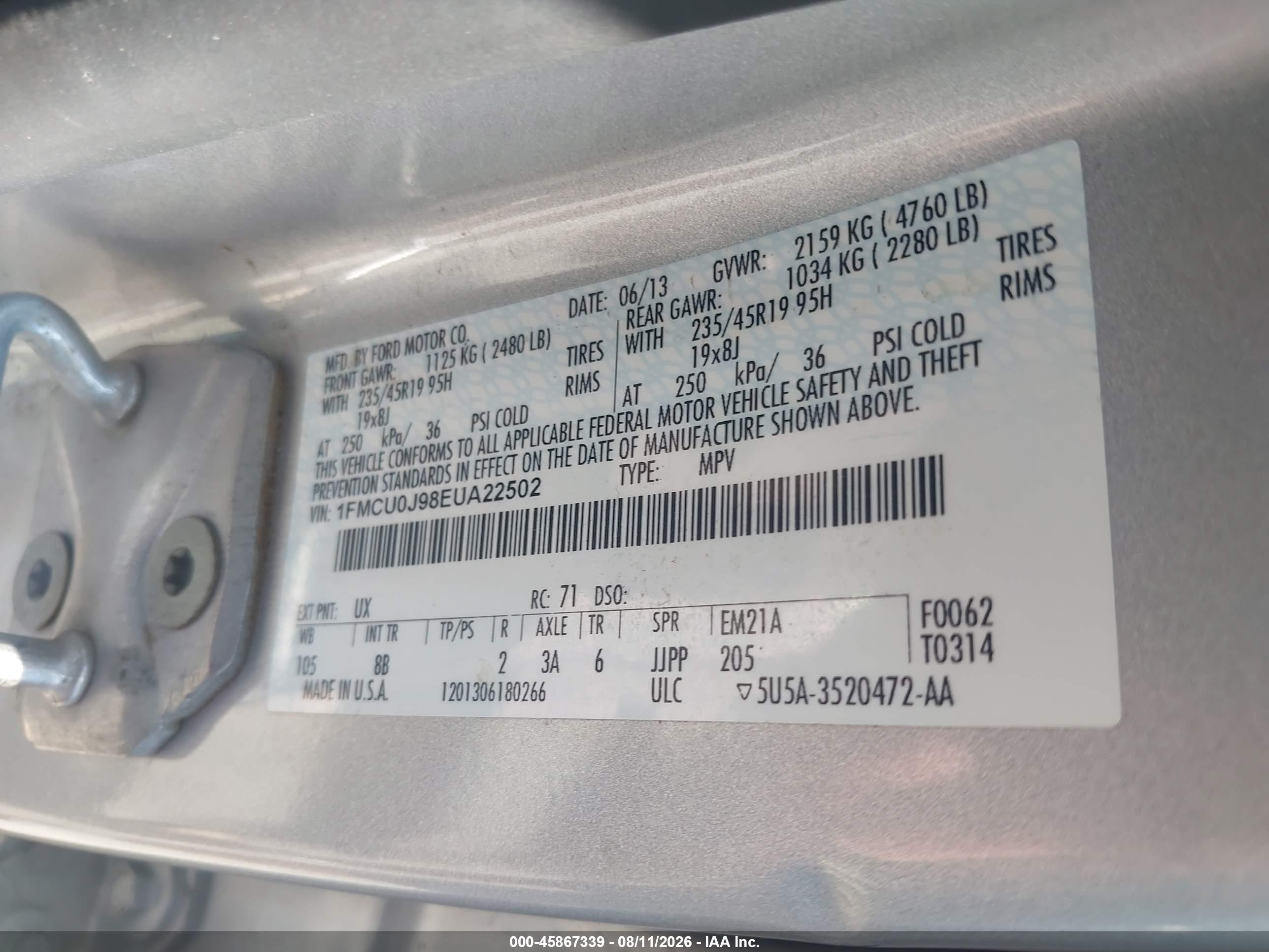 2014 Ford Escape Titanium Silver vin: 1FMCU0J98EUA22502