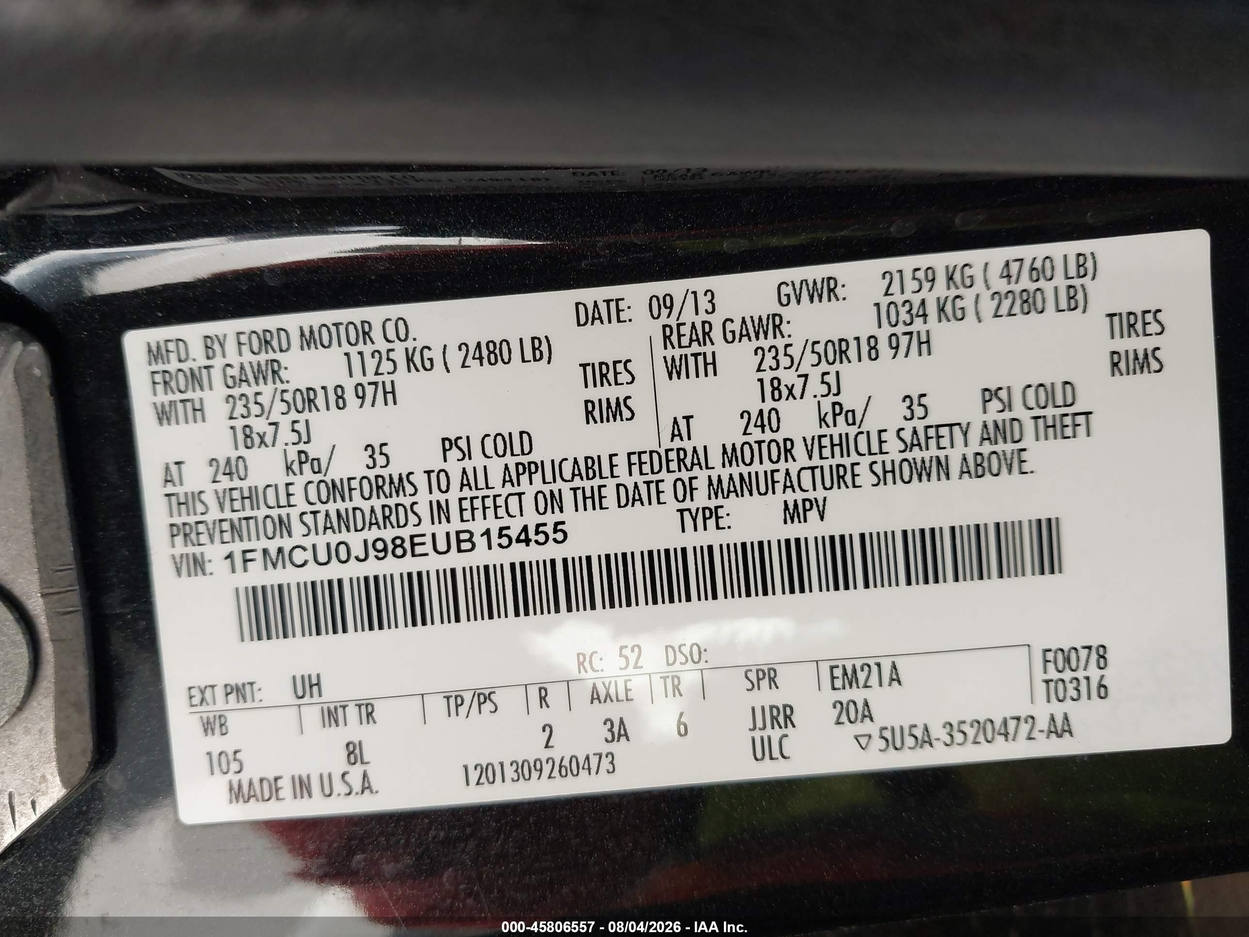 2014 Ford Escape Titanium Black vin: 1FMCU0J98EUB15455