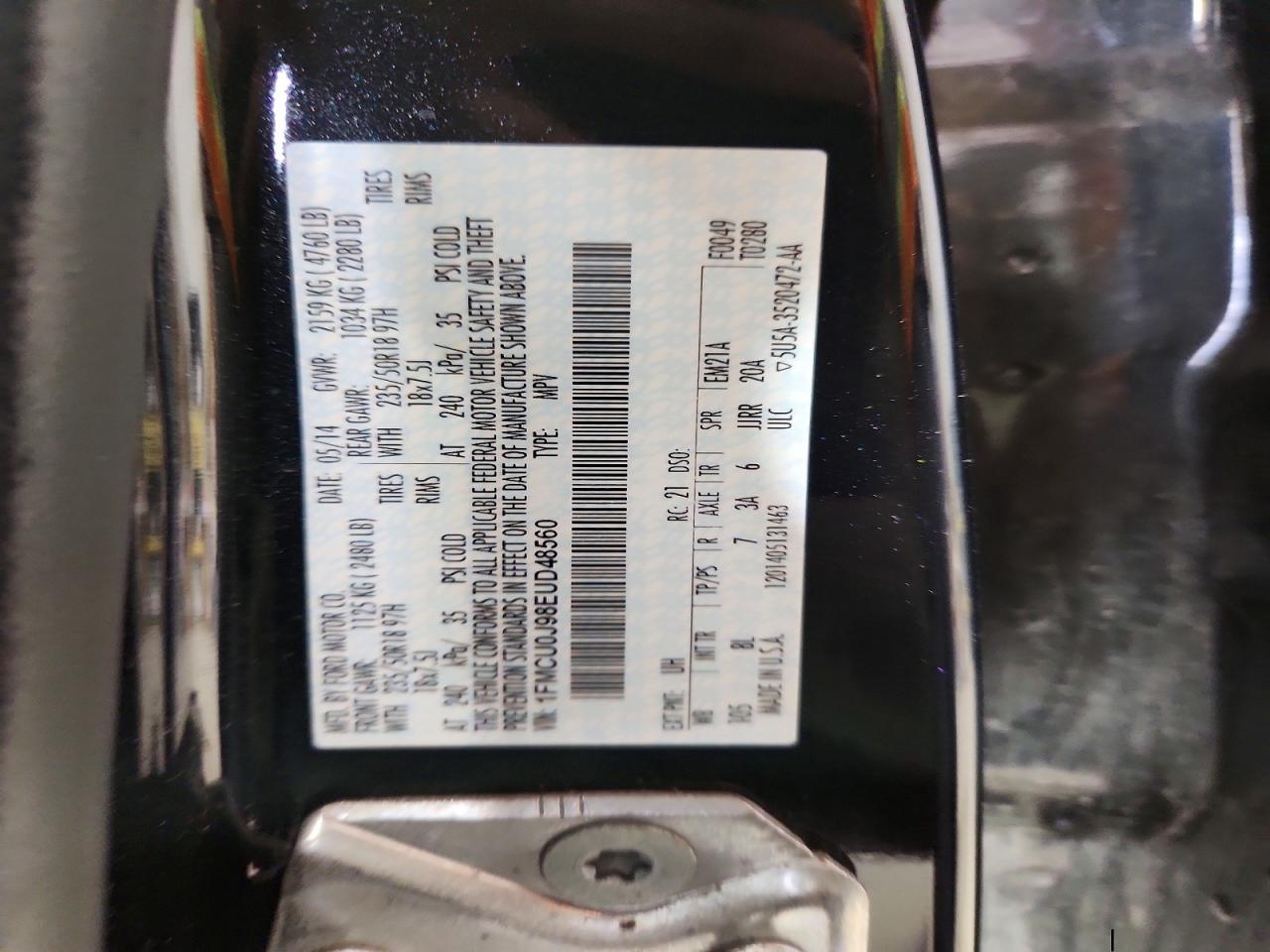2014 Ford Escape Titanium Black vin: 1FMCU0J98EUD48560