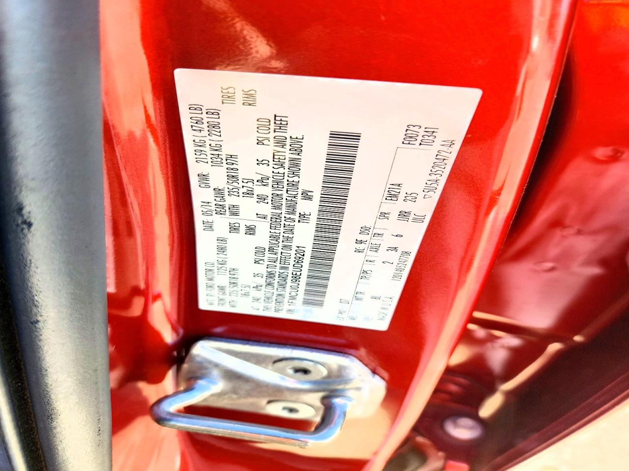 2014 Ford Escape Titanium Red vin: 1FMCU0J98EUD69201