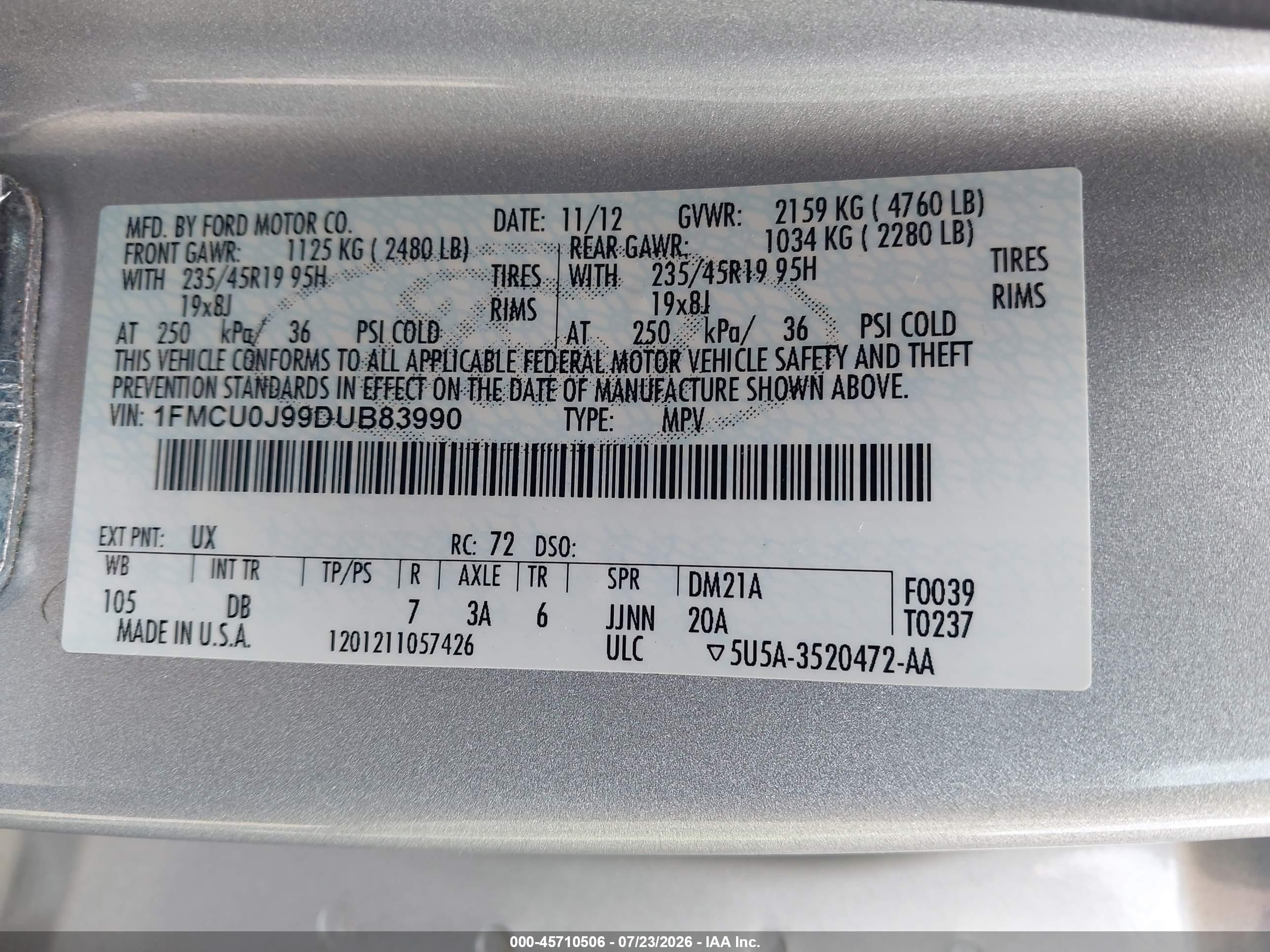 2013 Ford Escape Titanium Silver vin: 1FMCU0J99DUB83990
