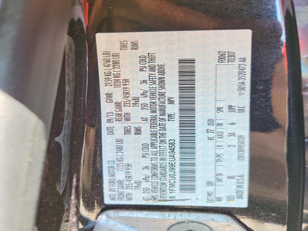 2014 Ford Escape Titanium Black vin: 1FMCU0J99EUA94583