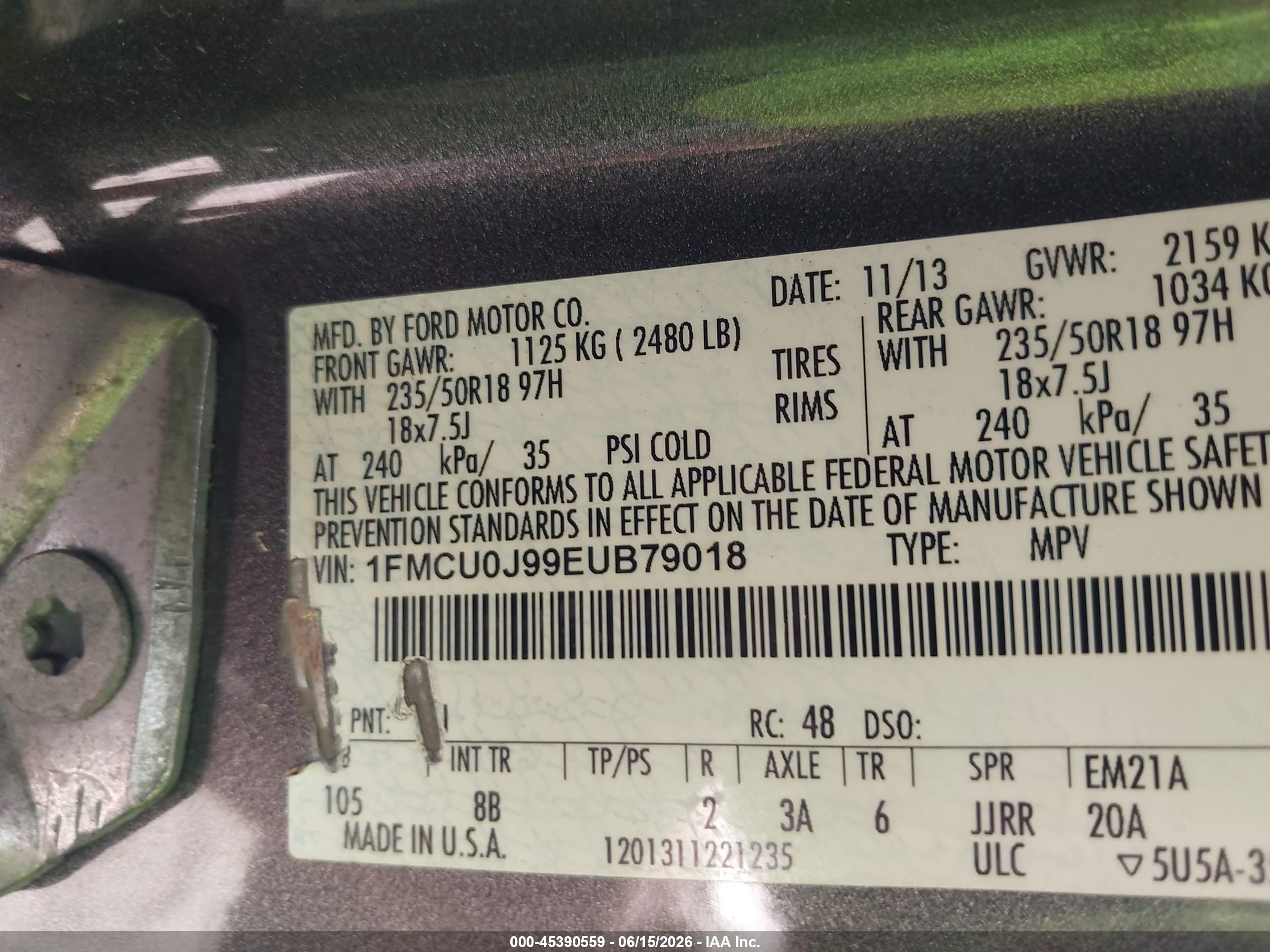 2014 Ford Escape Titanium Gray vin: 1FMCU0J99EUB79018
