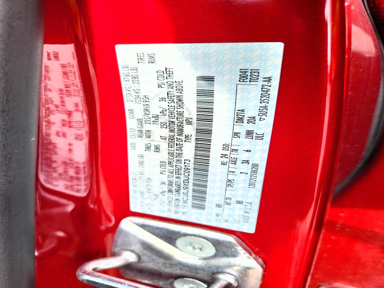 2013 Ford Escape Titanium Red vin: 1FMCU0J9XDUC09173