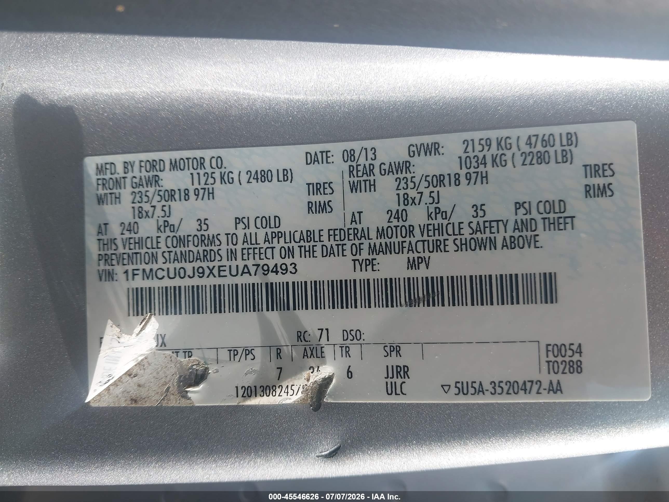 2014 Ford Escape Titanium Серебряный vin: 1FMCU0J9XEUA79493