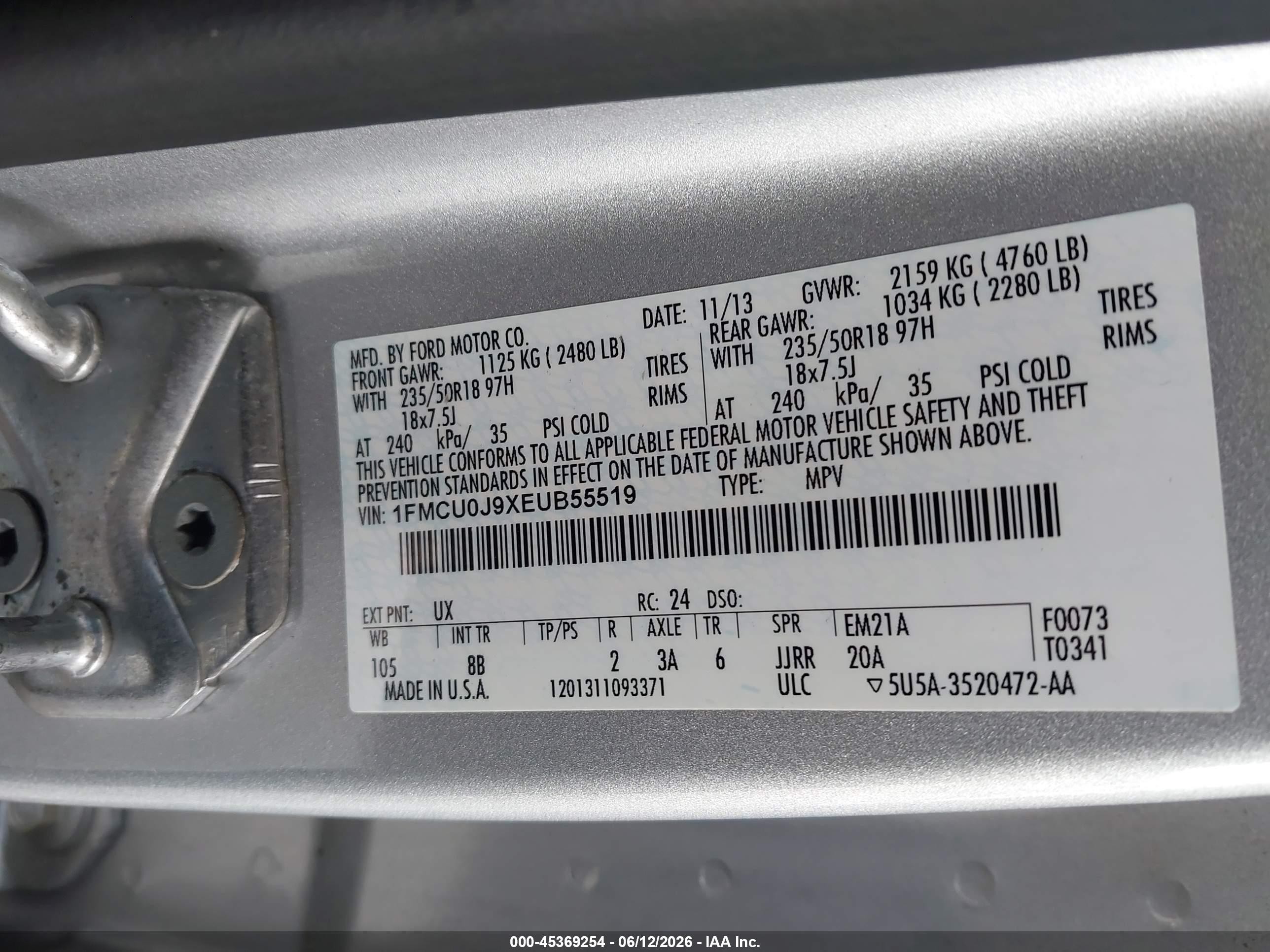 2014 Ford Escape Titanium Silver vin: 1FMCU0J9XEUB55519