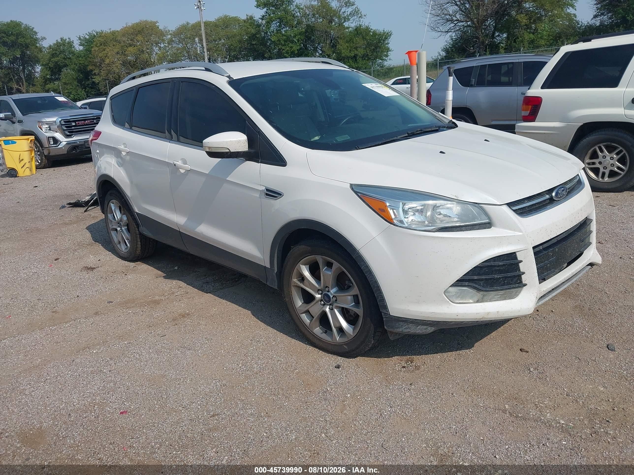 2014 Ford Escape Titanium White vin: 1FMCU0J9XEUD99929