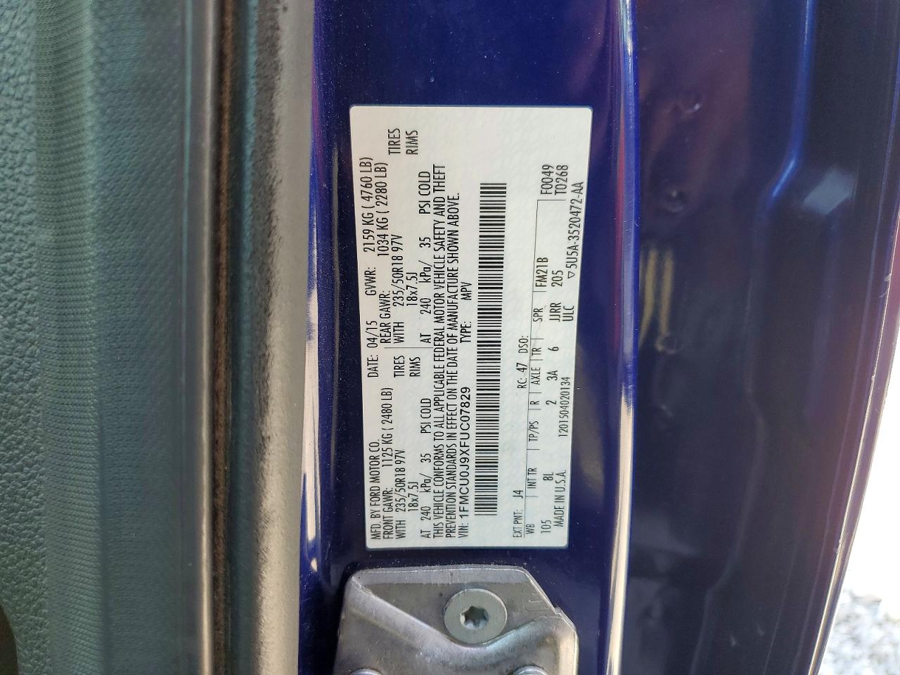 2015 Ford Escape Titanium Blue vin: 1FMCU0J9XFUC07829