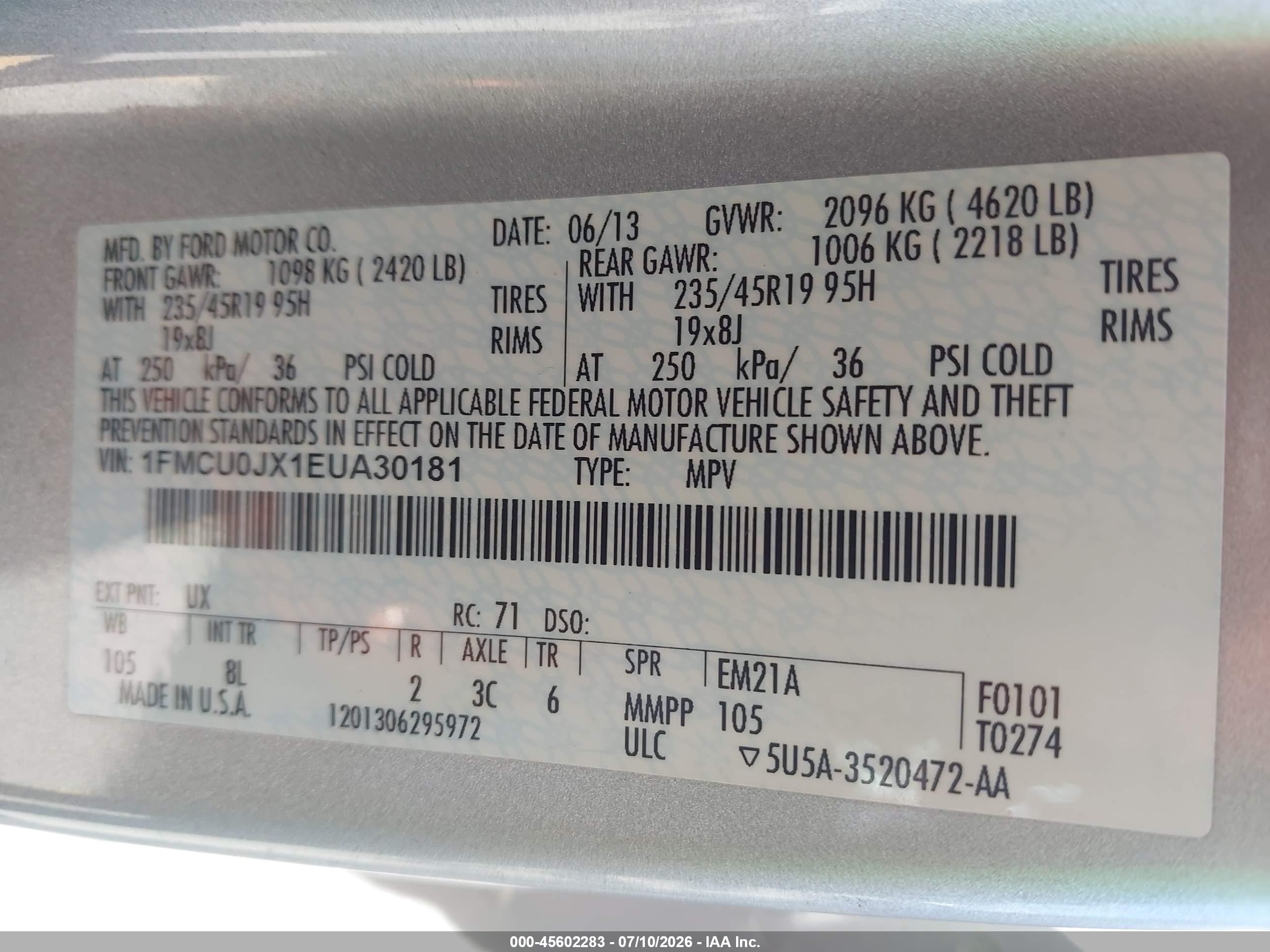 2014 Ford Escape Titanium Silver vin: 1FMCU0JX1EUA30181