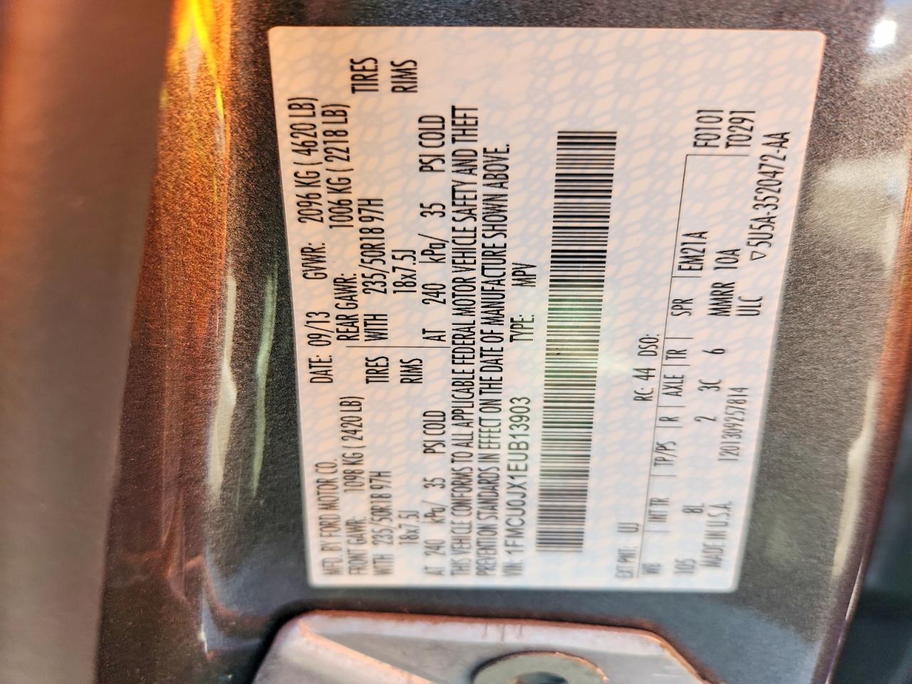 2014 Ford Escape Titanium Gray vin: 1FMCU0JX1EUB13903
