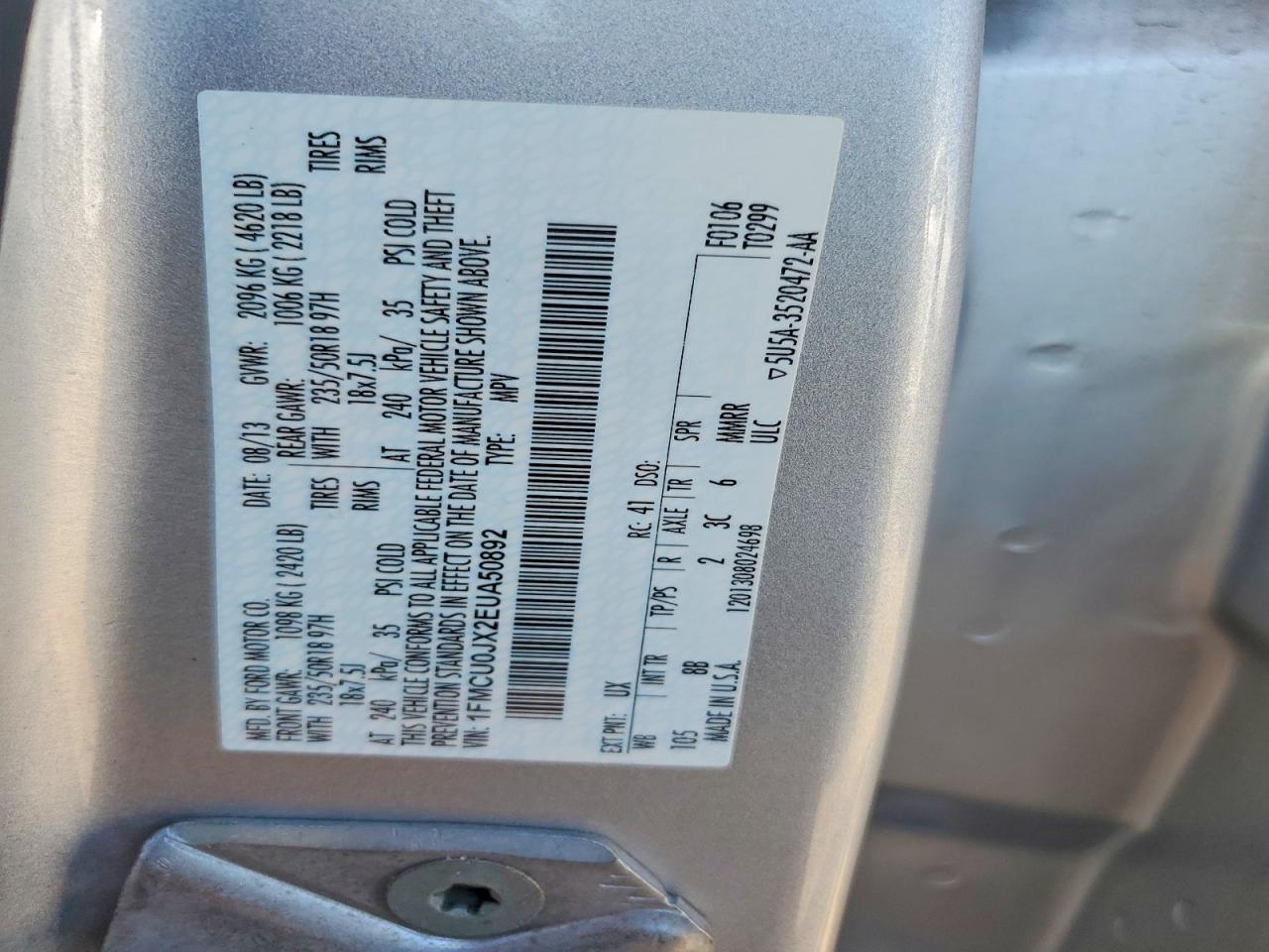 2014 Ford Escape Titanium Gray vin: 1FMCU0JX2EUA50892
