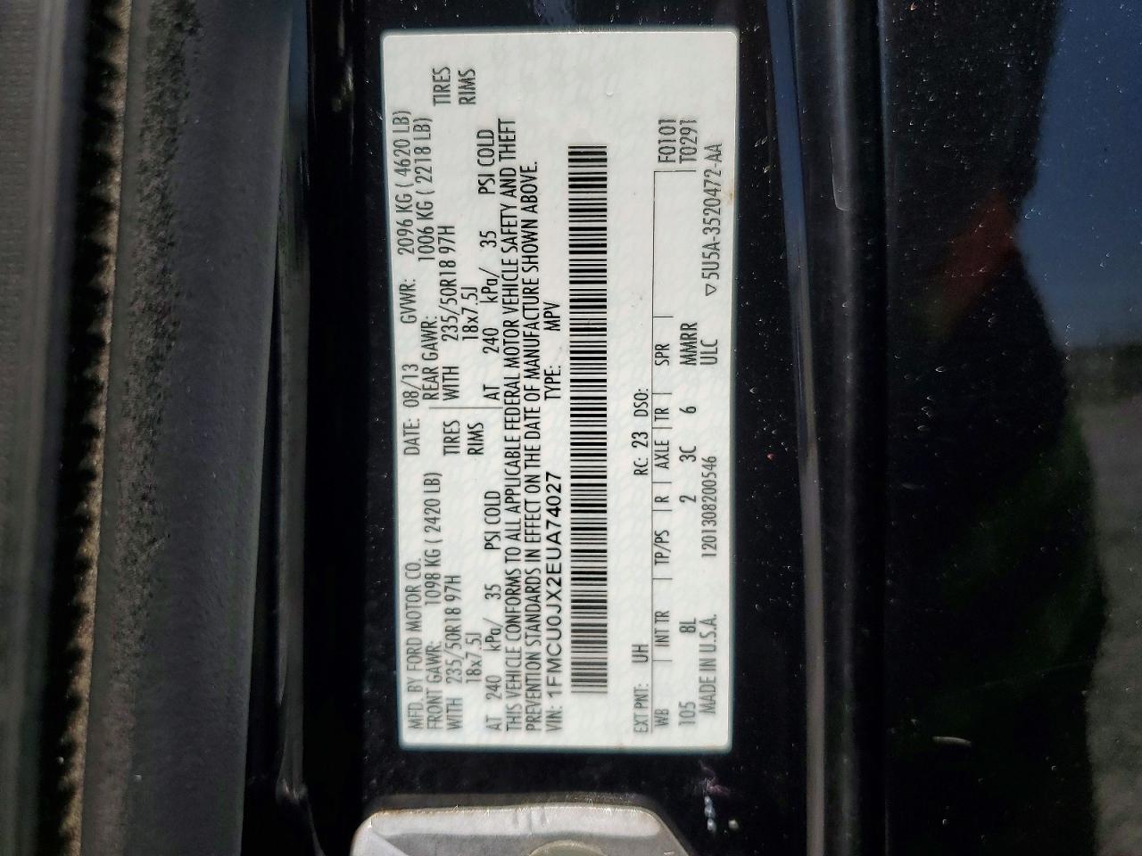 2014 Ford Escape Titanium Черный vin: 1FMCU0JX2EUA74027