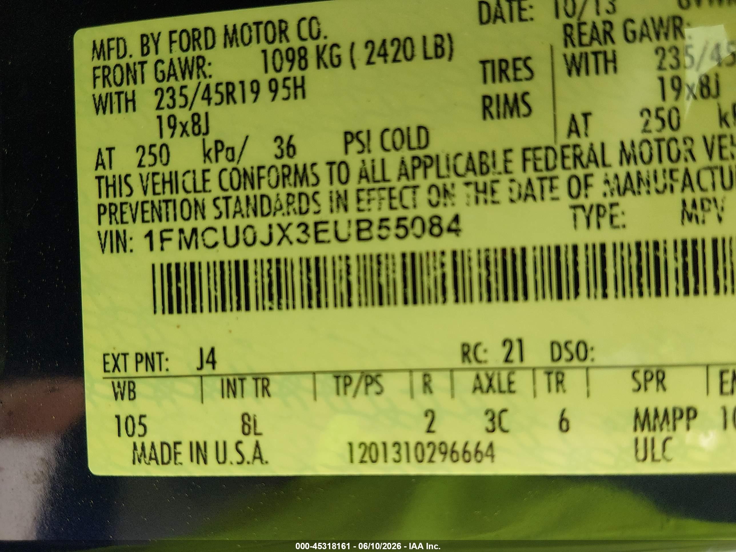 2014 Ford Escape Titanium Blue vin: 1FMCU0JX3EUB55084