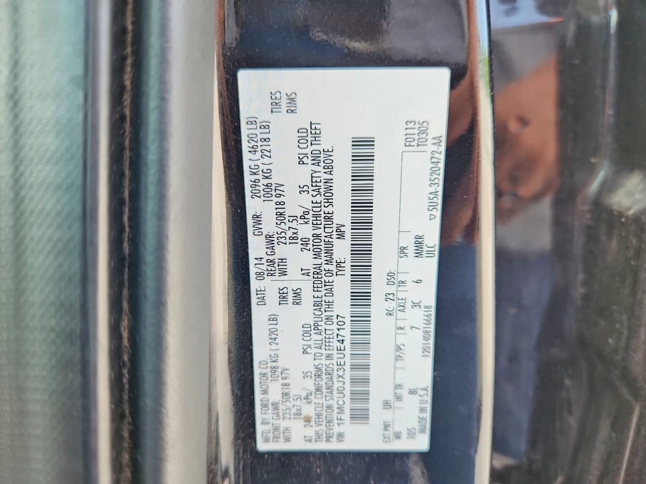 2014 Ford Escape Titanium Black vin: 1FMCU0JX3EUE47107