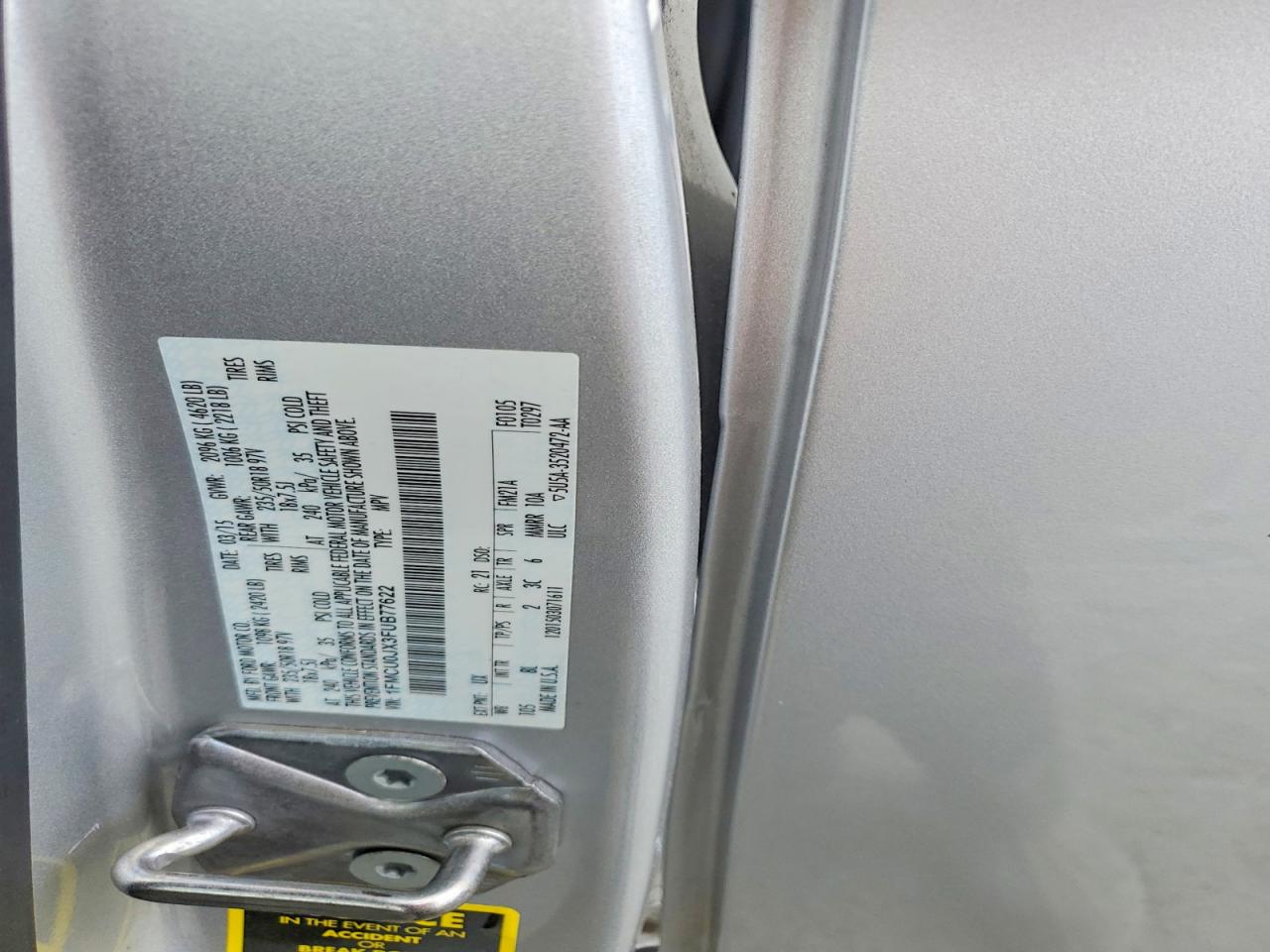 2015 Ford Escape Titanium Silver vin: 1FMCU0JX3FUB77622