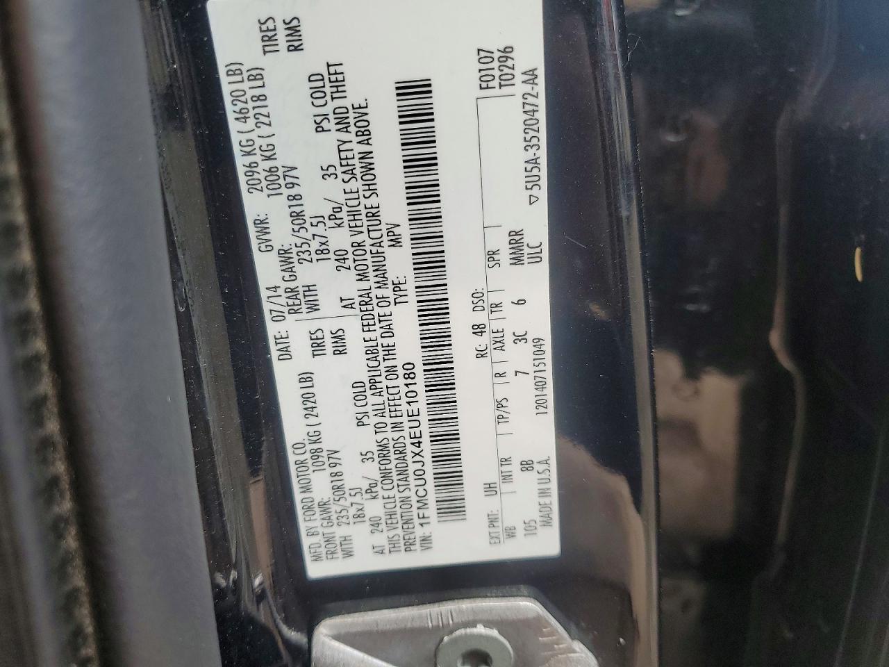 2014 Ford Escape Titanium Black vin: 1FMCU0JX4EUE10180