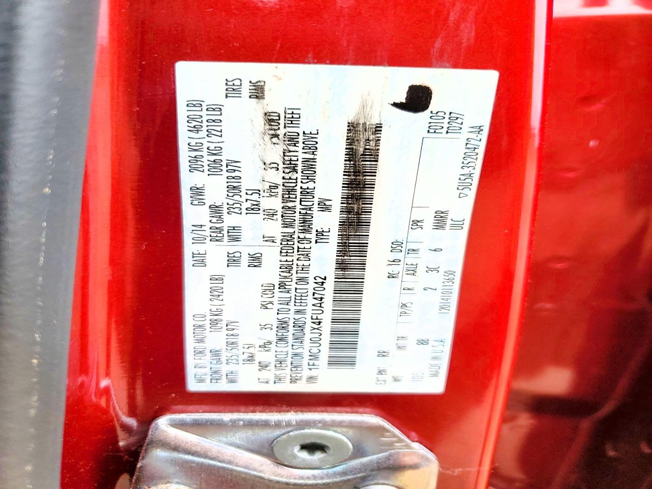 2015 Ford Escape Titanium Red vin: 1FMCU0JX4FUA47042