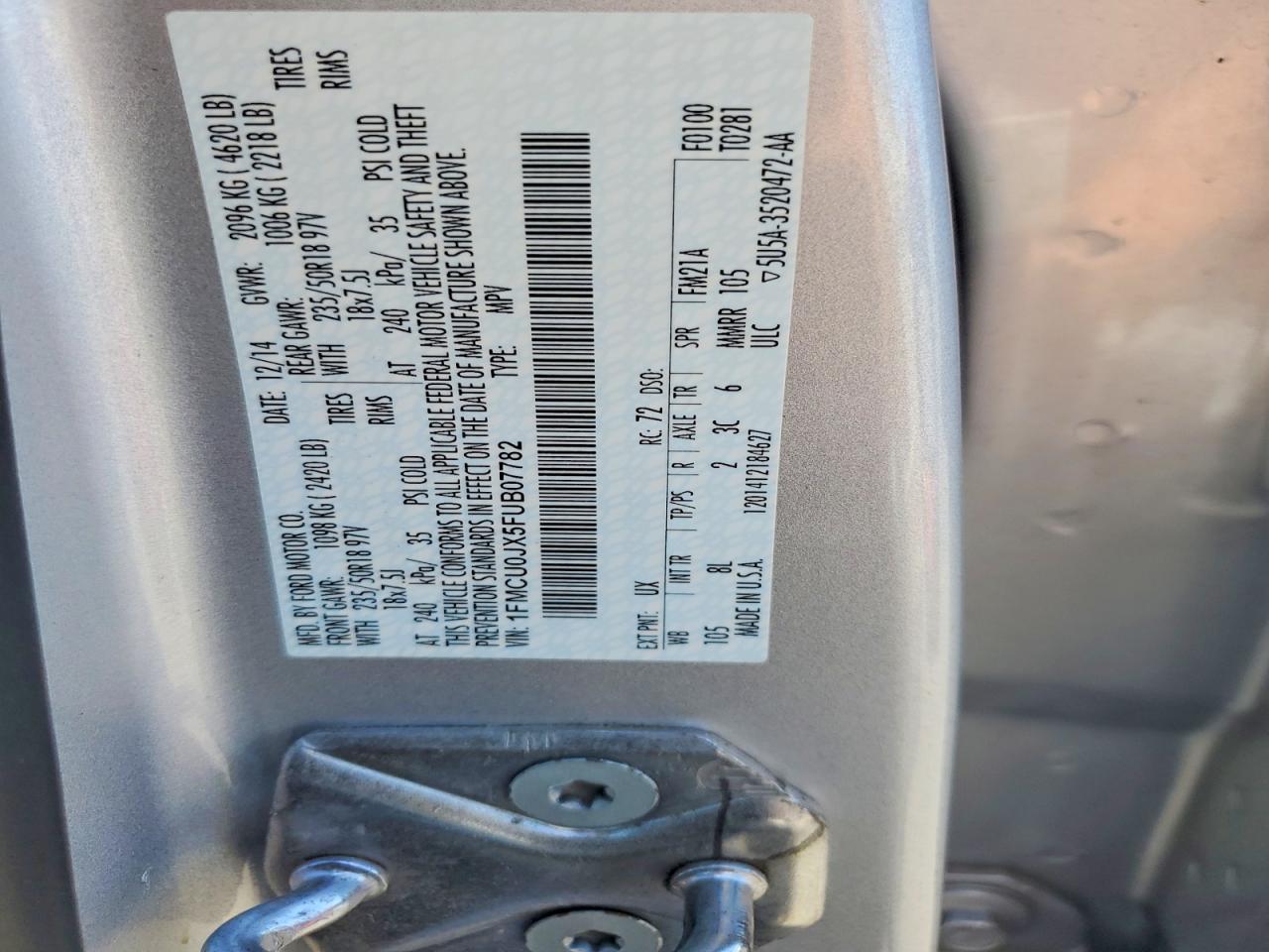 2015 Ford Escape Titanium Silver vin: 1FMCU0JX5FUB07782