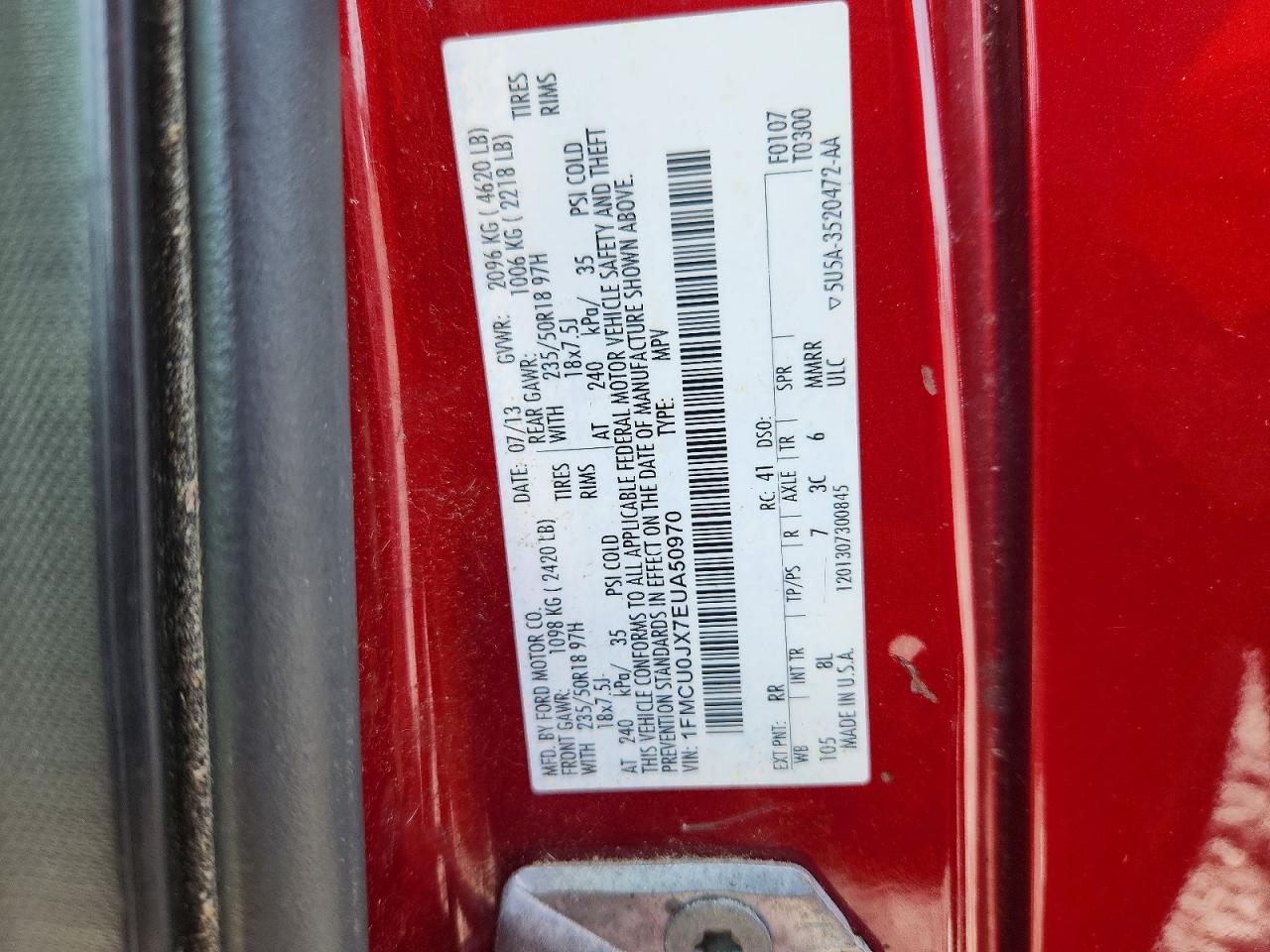 2014 Ford Escape Titanium Red vin: 1FMCU0JX7EUA50970