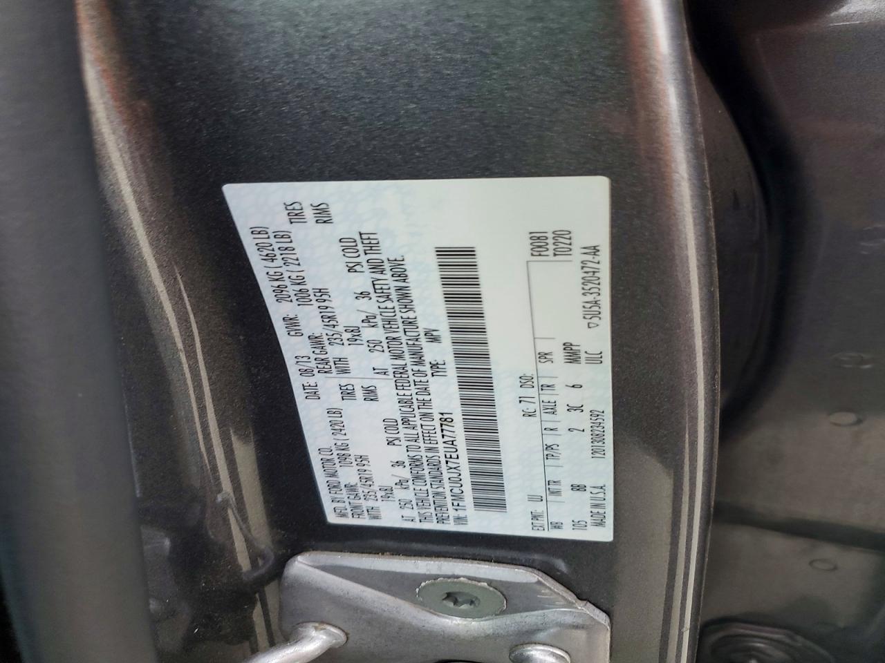 2014 Ford Escape Titanium Gray vin: 1FMCU0JX7EUA77781
